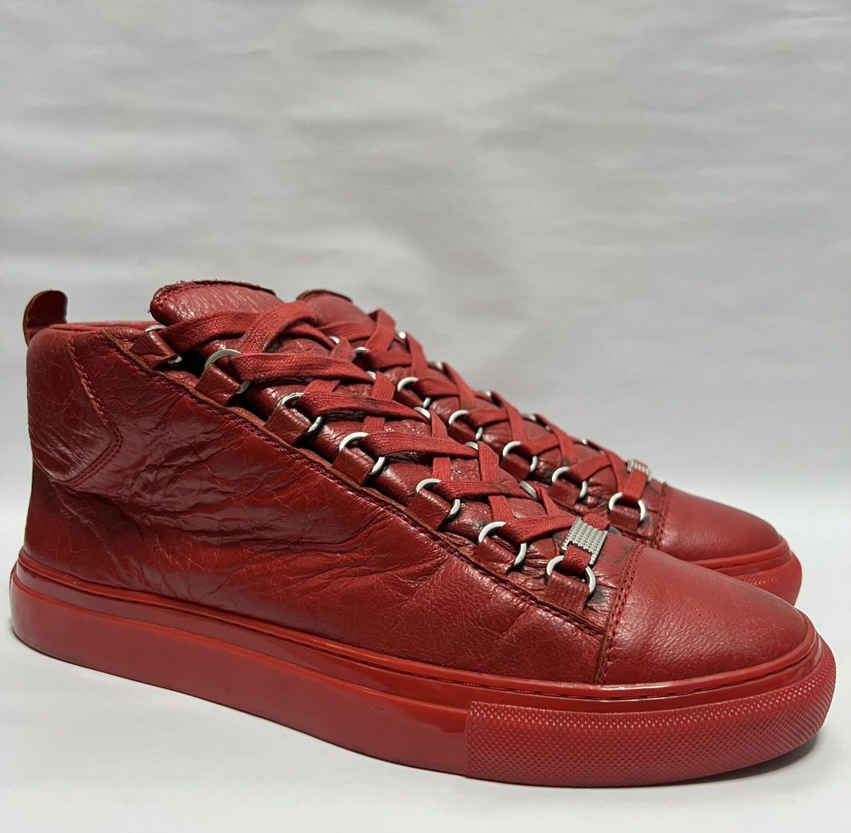 Balenciaga Balenciaga - Arena Red Leather High Top Sneakers Size US 7 / EU 40 - 1 Thumbnail