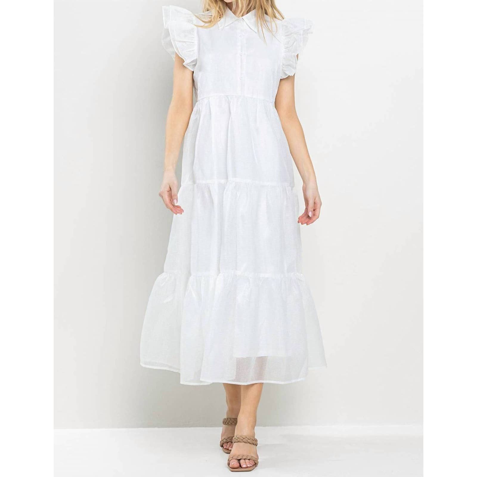 Designer TCEC Cara Collared Midi Dress In White | Grailed