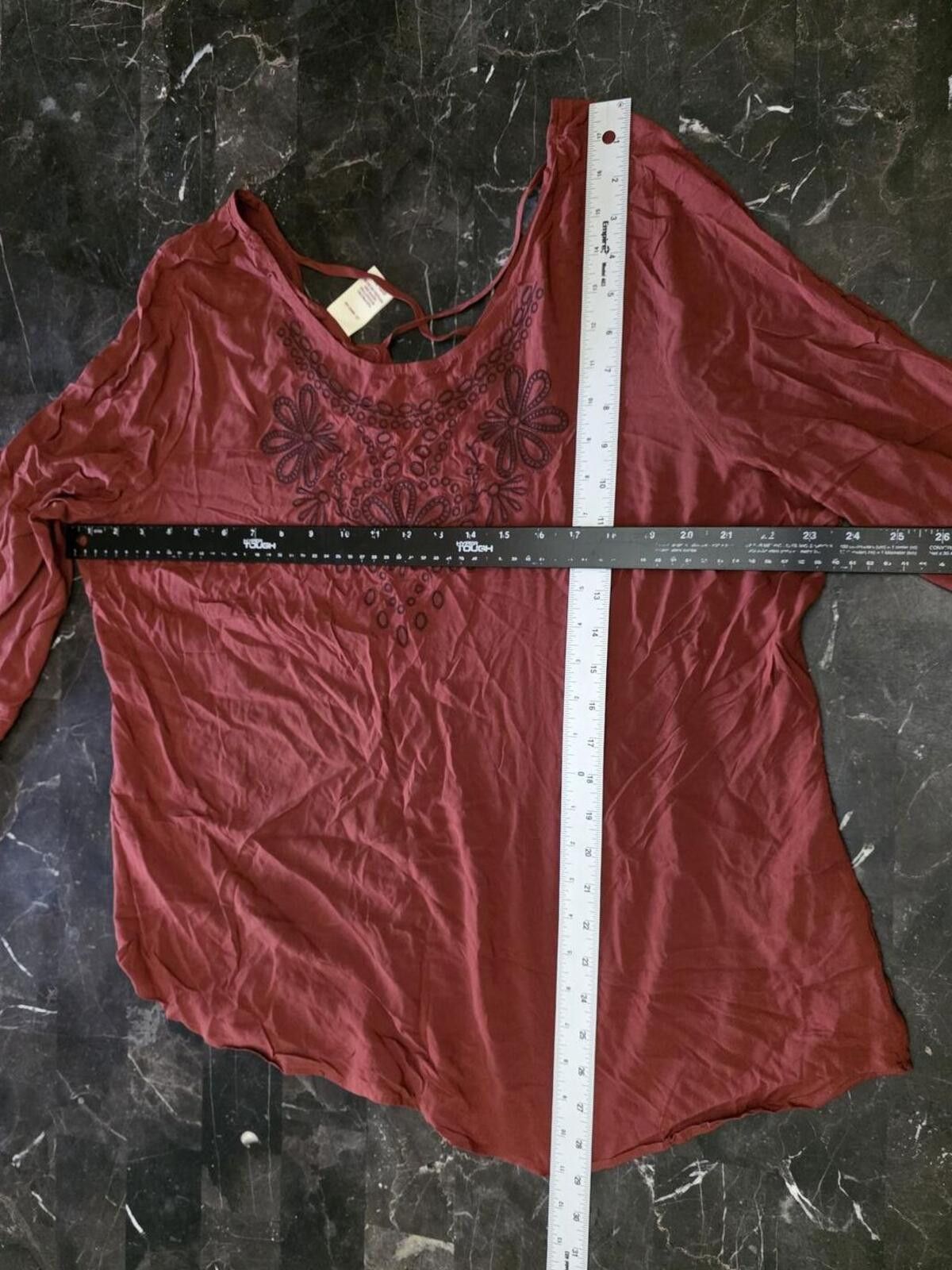 Faded Glory Faded Glory Rusty Nail Brown Embroidered Top Juniors XXL 20 Size XXL / US 16-18 / IT 52-54 - 8 Thumbnail