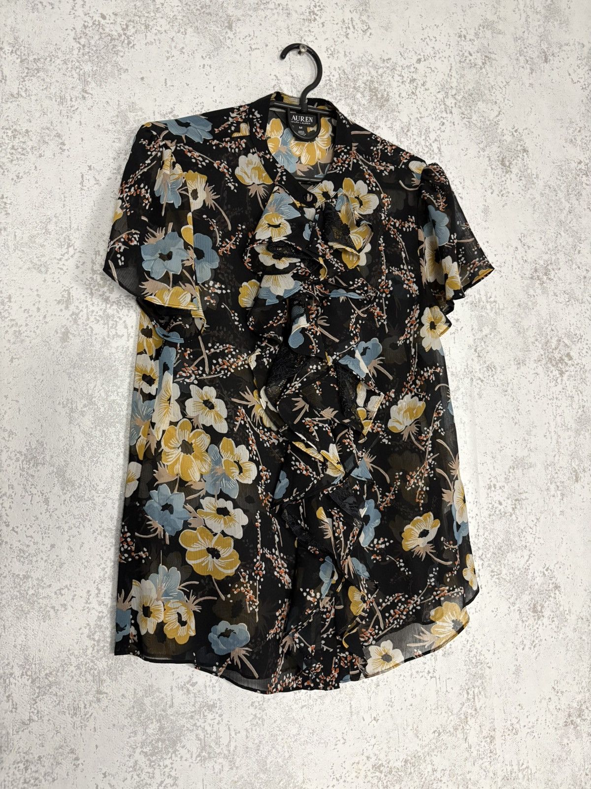 Polo Ralph Lauren Lauren Ralph Lauren Floral Ruffle Blouse Sheer M Black Label Size M / US 6-8 / IT 42-44 - 2 Thumbnail