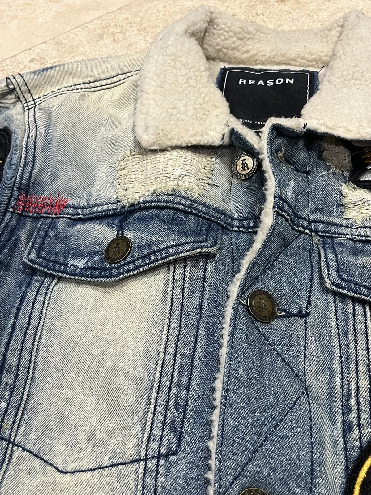 Reason CRAZY Y2K Reason Patched Distressed Denim Jacket Size US S / EU 44-46 / 1 - 10 Thumbnail