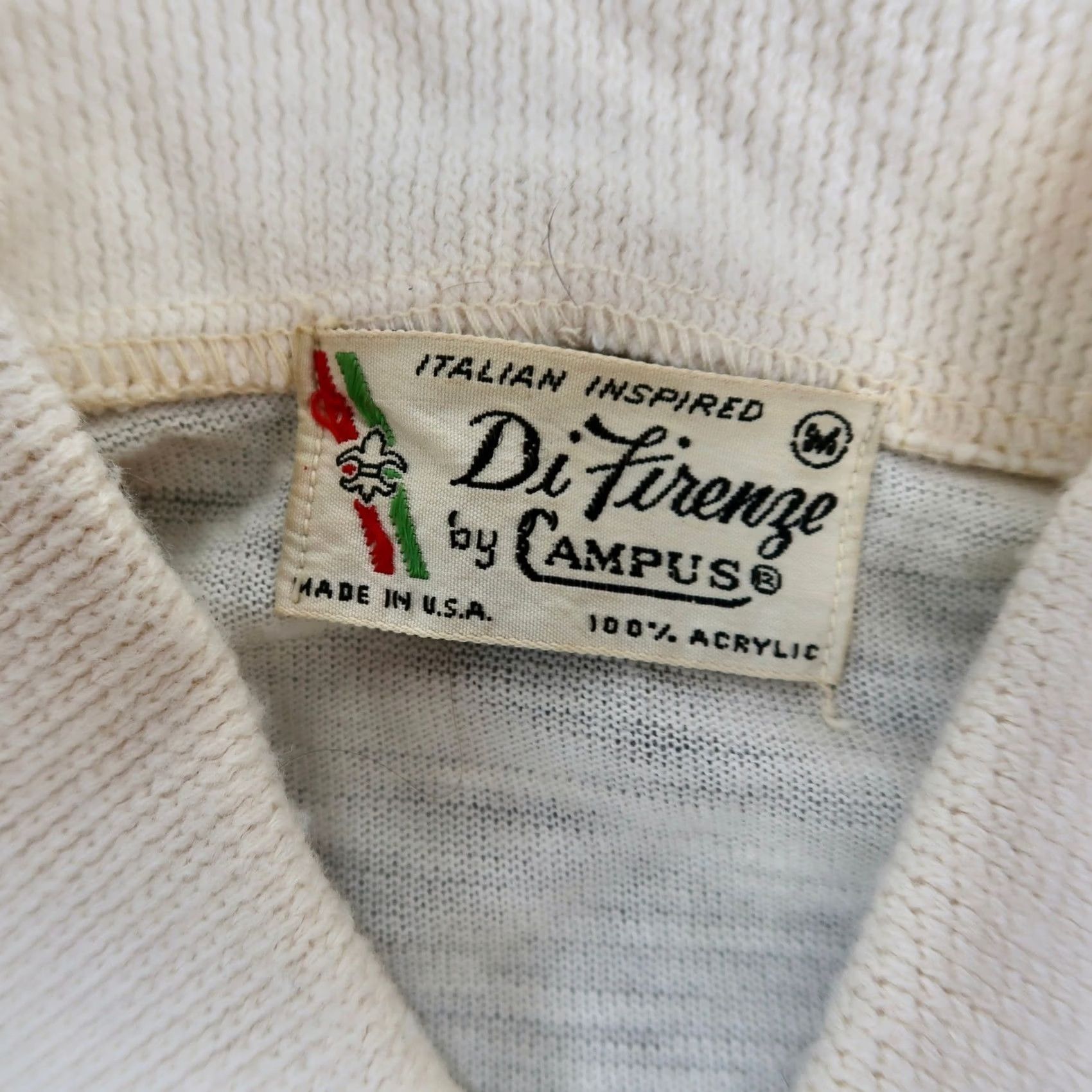 Vintage VINTAGE Campus Shirt Womens M Ivory 60s Di Firenze by 60s Mod Acrylic Knit Button Up Size M / US 6-8 / IT 42-44 - 5 Thumbnail