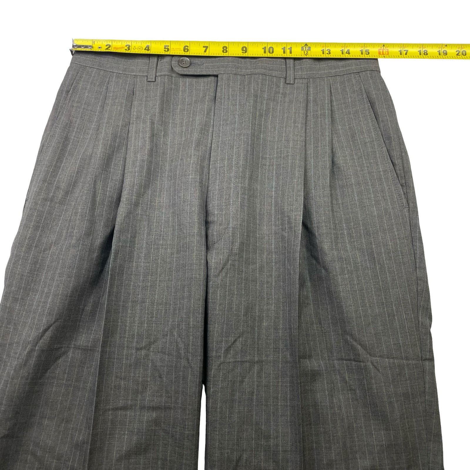 Jack Victor Jack Victor Men's Kelton 100% Wool 3-Button Suit Brown Strip Size 40L - 16 Thumbnail