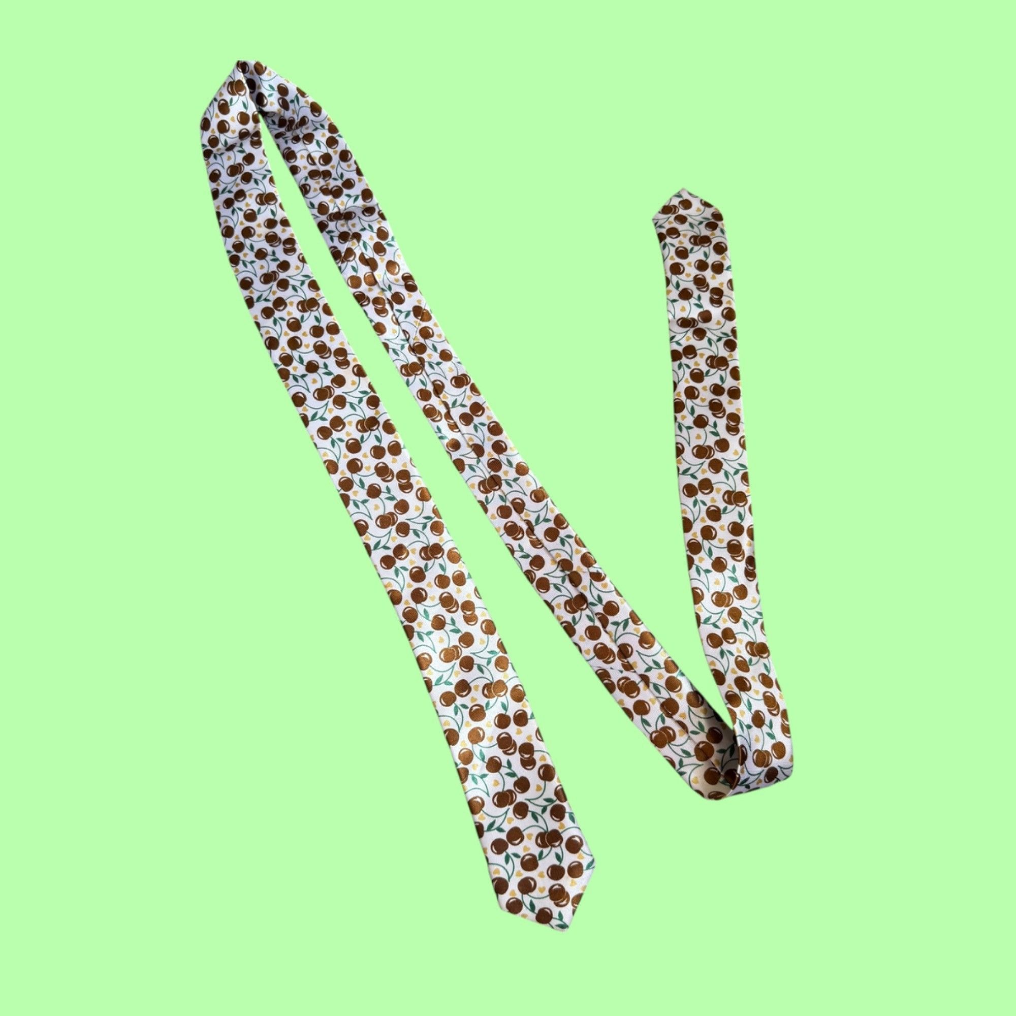 Other Novelty Cherry and Heart All Over Print Neck Skinny Slim Tie Size ONE SIZE - 6 Thumbnail