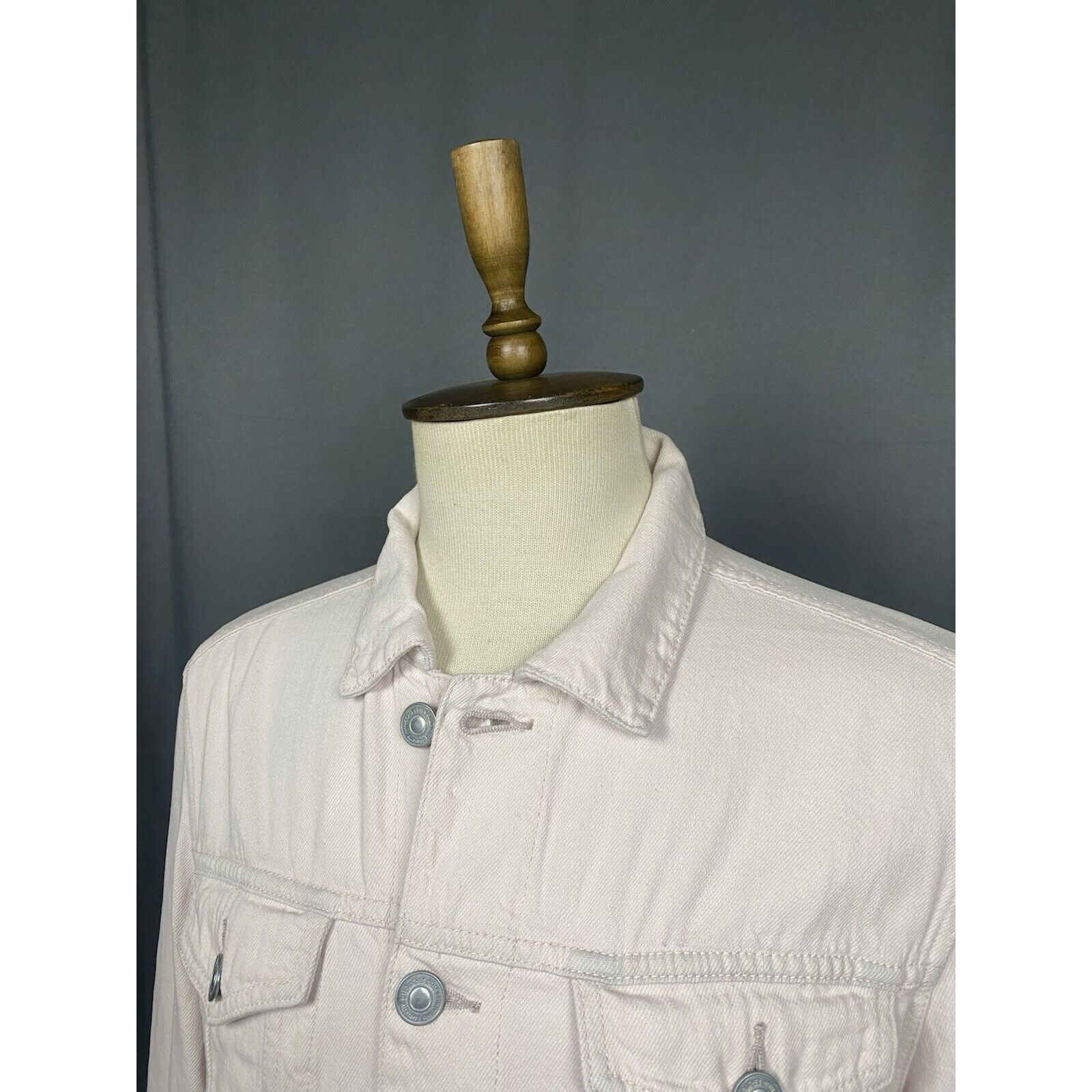 Allsaints AllSaints Jalna Men's Beige Pink Denim Collared Jacket Size Size US L / EU 52-54 / 3 - 5 Thumbnail