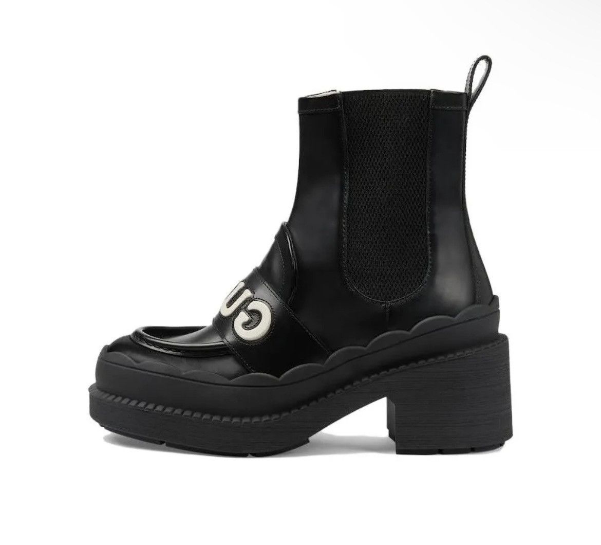 Gucci Gucci 60mm Logo Lettering Leather Boots Size US 8 / IT 38 - 2 Thumbnail