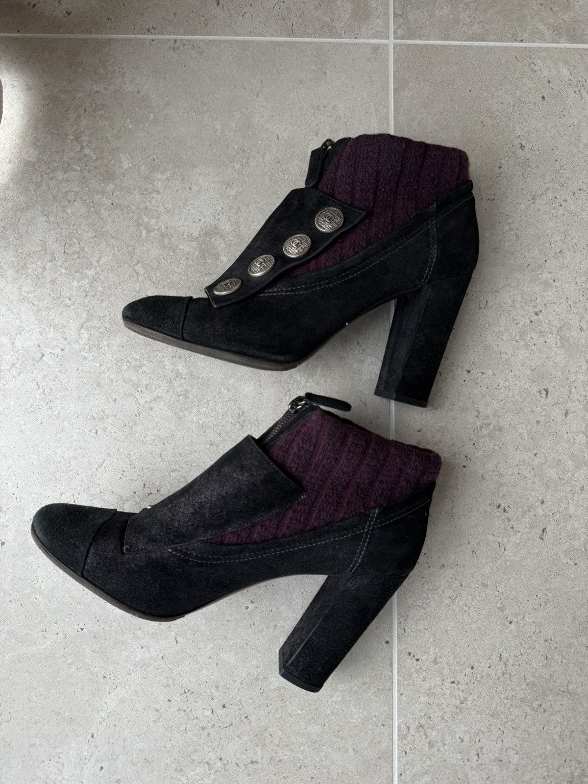 Chanel CHANEL Iridescent Wool Suede CC Snap Buttons Ankle Boots Size US 9 / IT 39 - 4 Thumbnail
