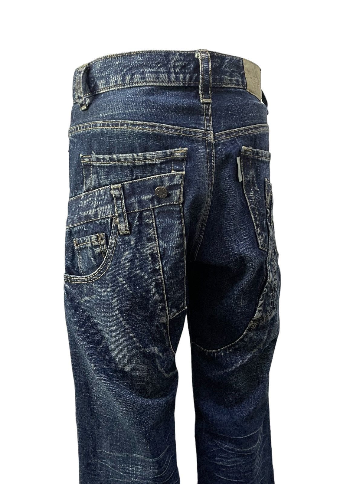 Japanese Brand Designez Japan Asymmetrical illustration Back At Front Jeans Size US 31 - 6 Thumbnail