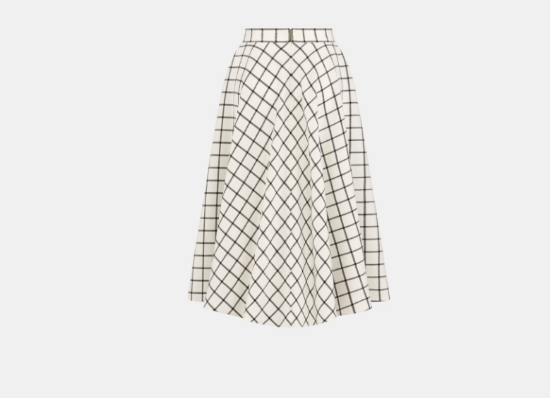 Dior o1w1db11225 451J05 Flared Midi Skirt in White/Black Size 27" / US 4 / IT 40 - 2 Thumbnail
