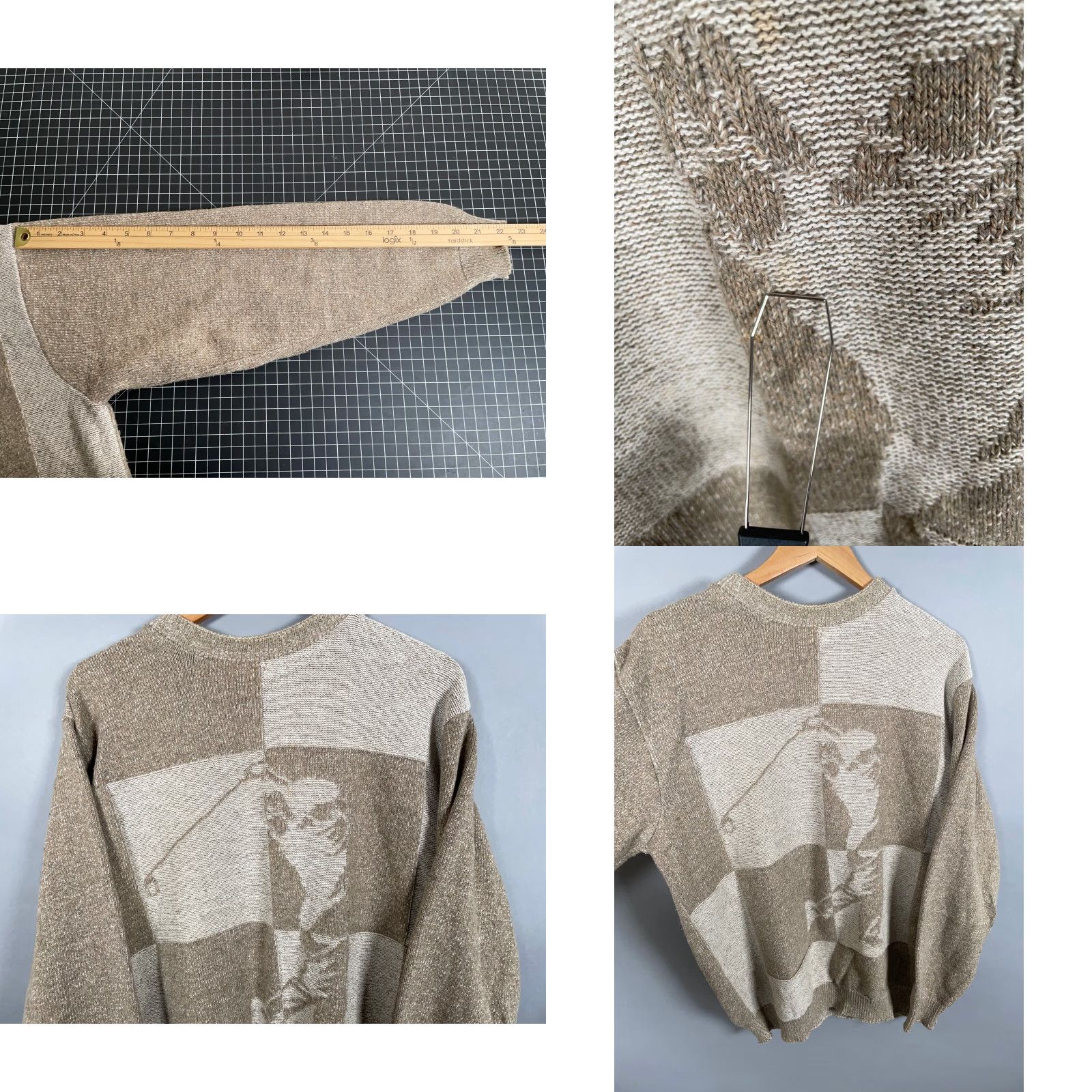 Haggar VINTAGE Haggar Tour Golf Motif Sweater Adult Large Beige Heavyweight Knit Pullover Crew Neck Mens Regular 90s Size US L / EU 52-54 / 3 - 8 Thumbnail