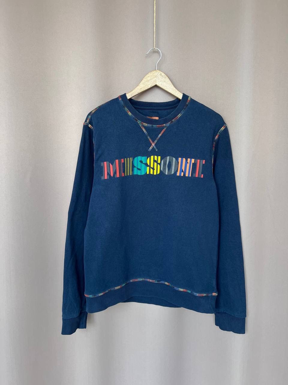 Missoni Missoni Big Logo Sweatshirt Mens Size M Navy Pullover Size US M / EU 48-50 / 2 - 1 Thumbnail