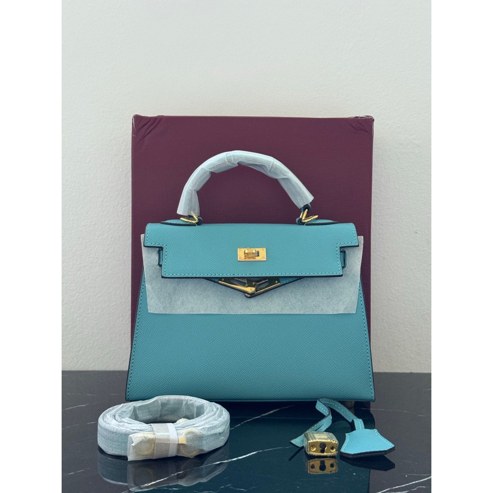 Other Aqua Blue “Kelly-Style” Top Handle Bag Size ONE SIZE - 19 Thumbnail