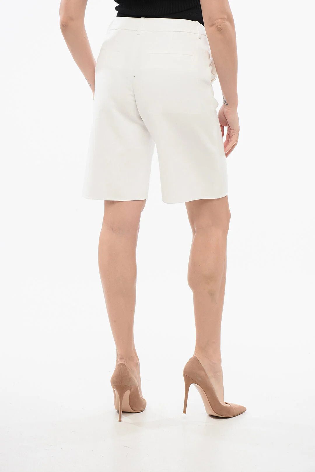 Valentino og1mm0426 Wide-Leg Cotton Short in White Size 27" / US 4 / IT 40 - 2 Thumbnail