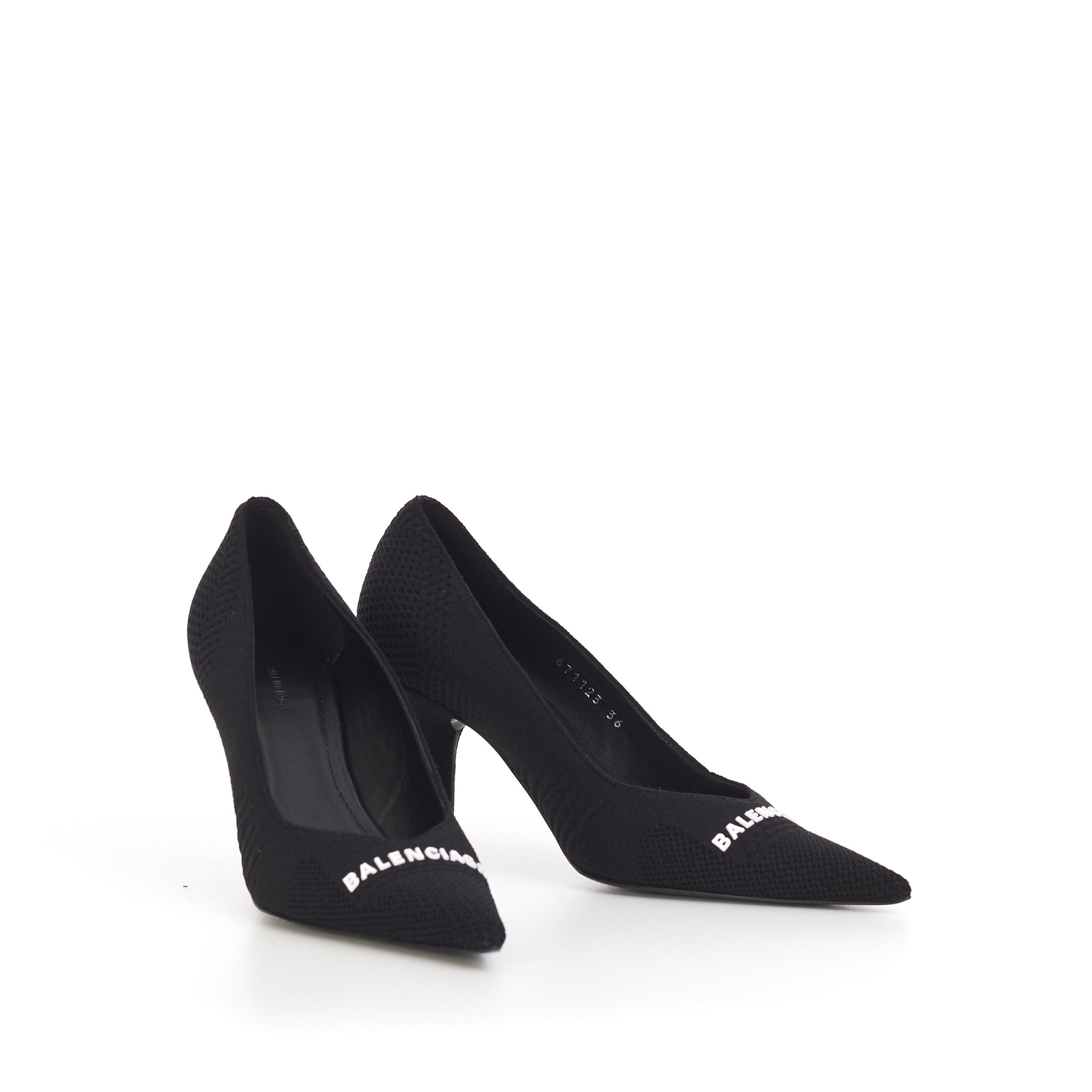 Balenciaga Knife Pumps In Black Textured Knit with Balenciaga logo Size US 6 / IT 36 - 11 Thumbnail