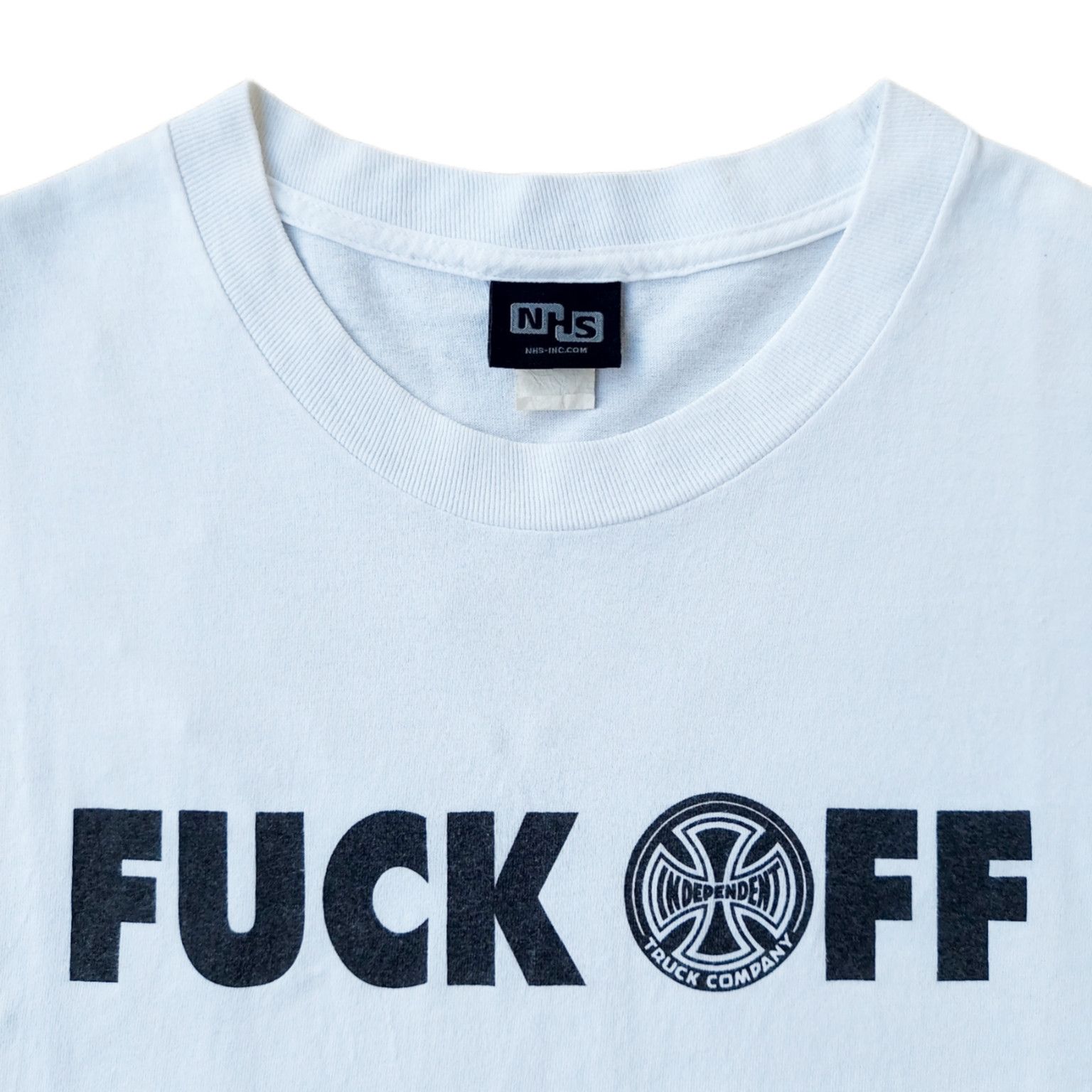 Image of Independent Truck Co x Skategang Vintage 1990S Nhs Independent Skate "fuck Off" Tee in White (Size 