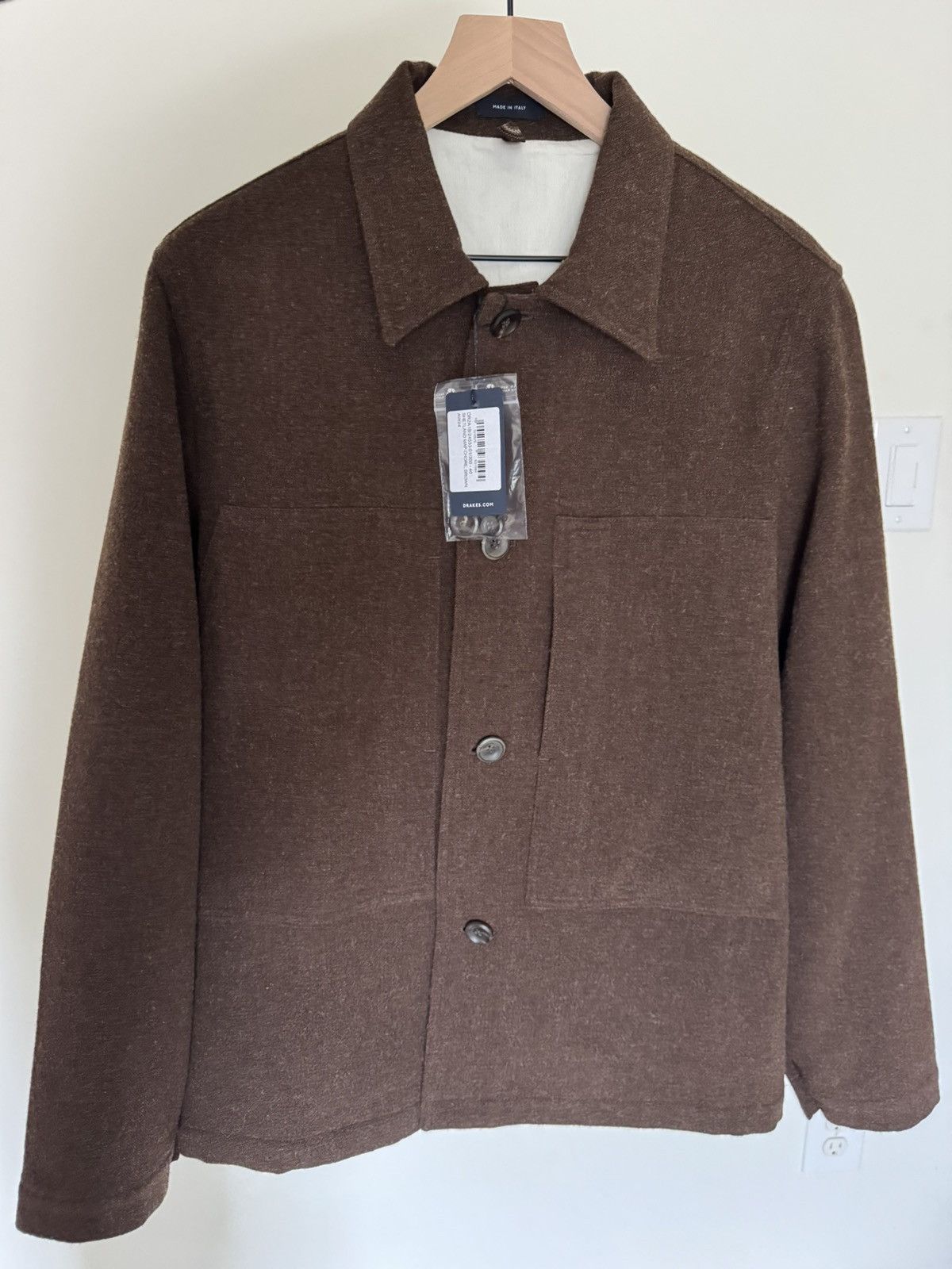 Pre-owned Drake's Shetland Map Chore Jacket Size 40 Nwt In Brown