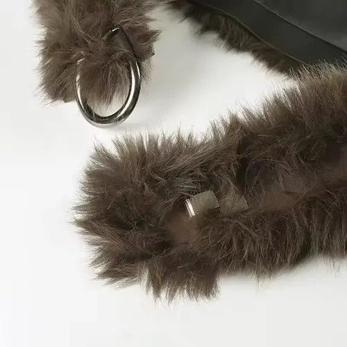 Japanese Brand Yukiko x Akira 85 Cm Faux Fur Patchwork Pu Leather Belt Size ONE SIZE - 5 Thumbnail