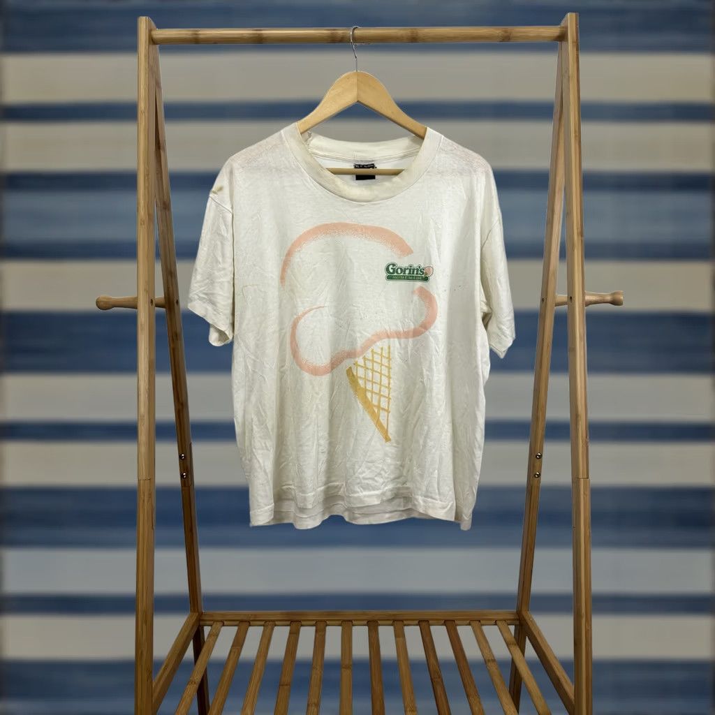 Vintage VTG Gorin's Ice Cream Homemade Paper Thin Burnout Worn Boxy T-Shirt Size XL Shirt Mens XL Cream Grunge Distressed 90s Boxy Rock Size US XL / EU 56 / 4 - 1 Thumbnail