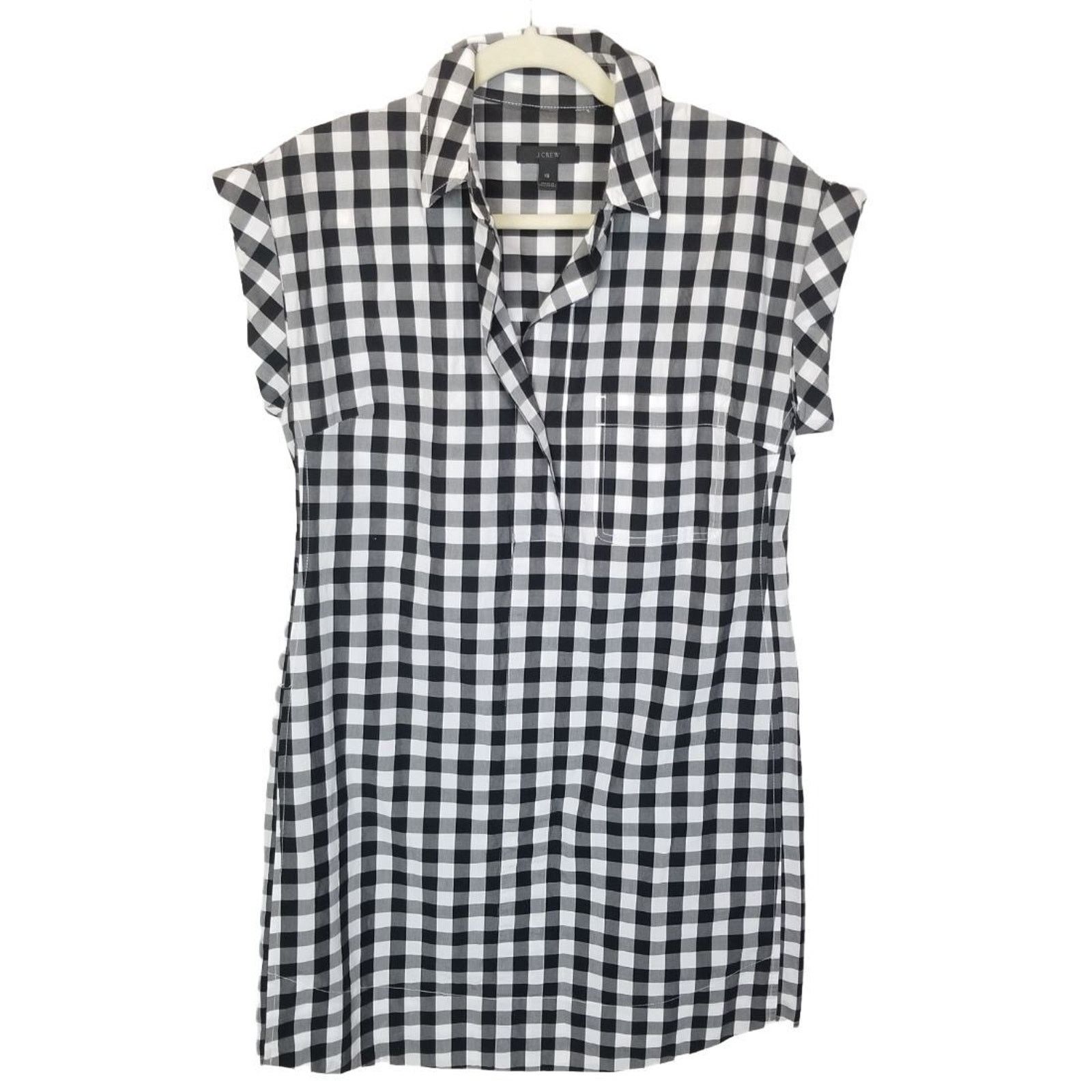 J.Crew J. Crew Womens Checkered Gingham Popover Tunic Mini Dress Size XS / US 0-2 / IT 36-38 - 2 Thumbnail