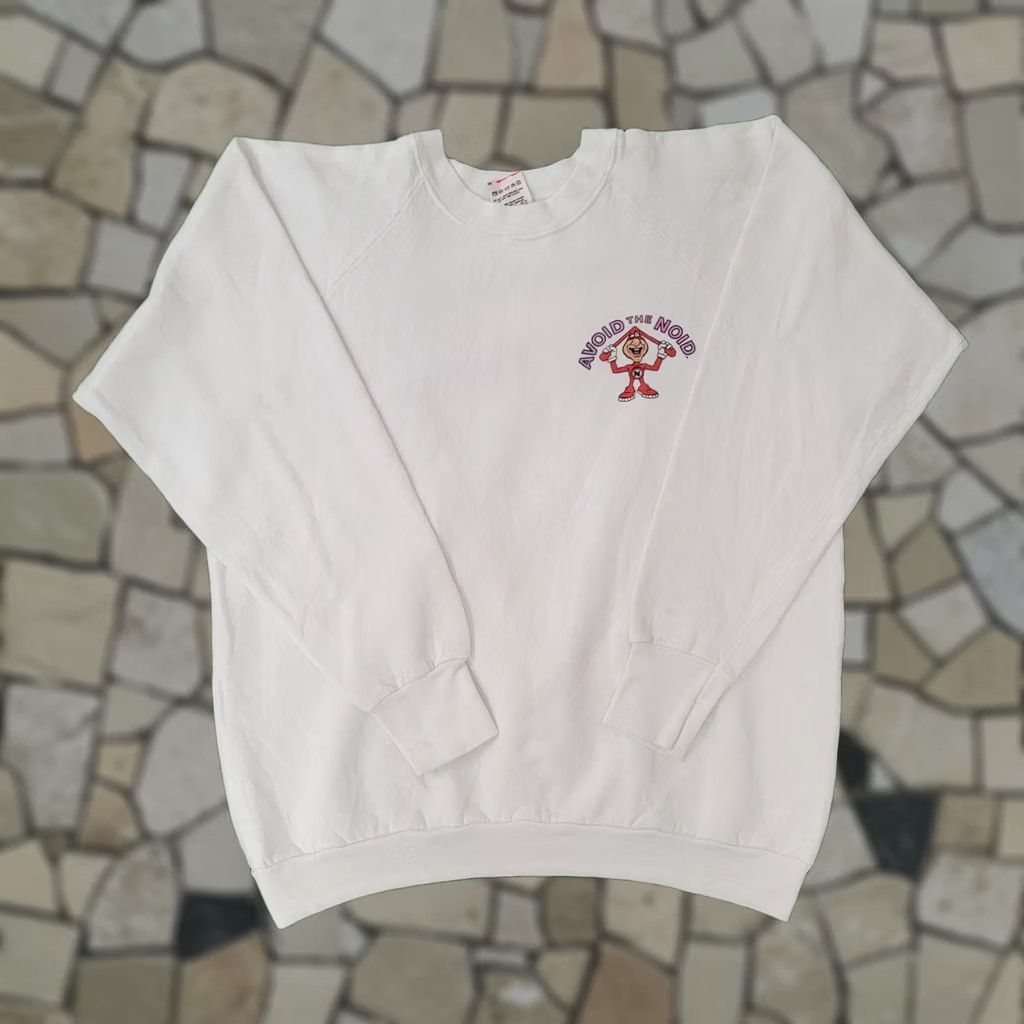Fruit Of The Loom VINTAGE Noid Sweatshirt Womens XL 22x22 Raglan Boxy Crop White DOMINOS PIZZA Logo 80s 90s Graphic Pullover Crew Neck Size XL / US 12-14 / IT 48-50 - 1 Thumbnail