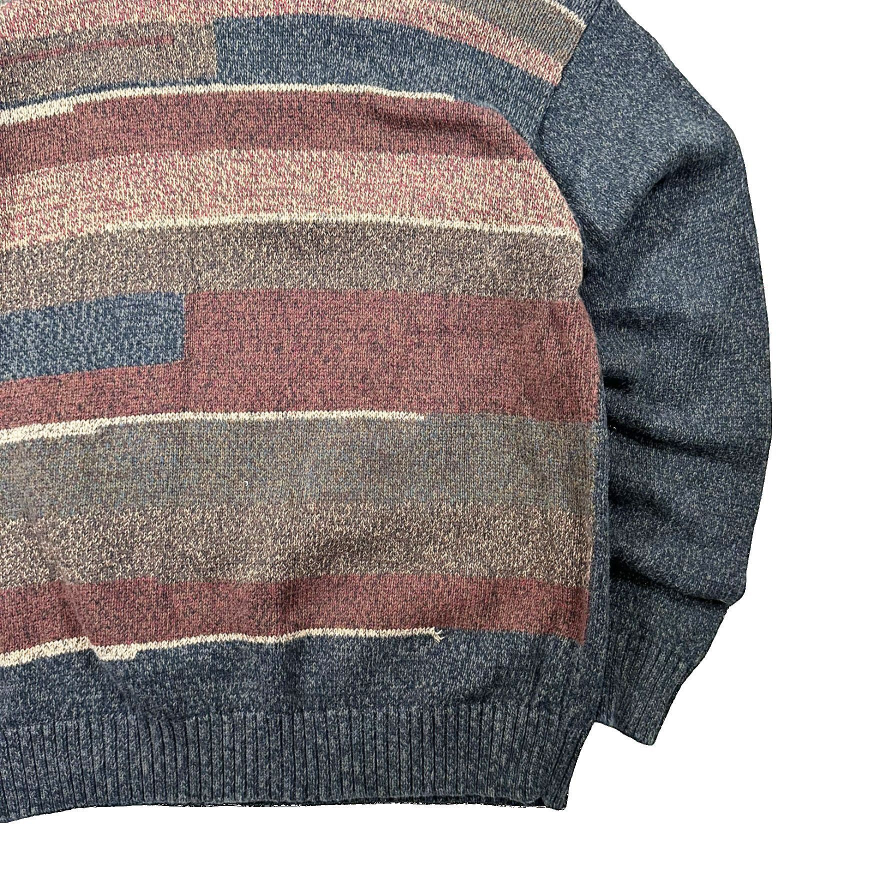 Vintage Vintage 90s Big Patterned CB Striped Knit Sweater Size US XL / EU 56 / 4 - 3 Thumbnail