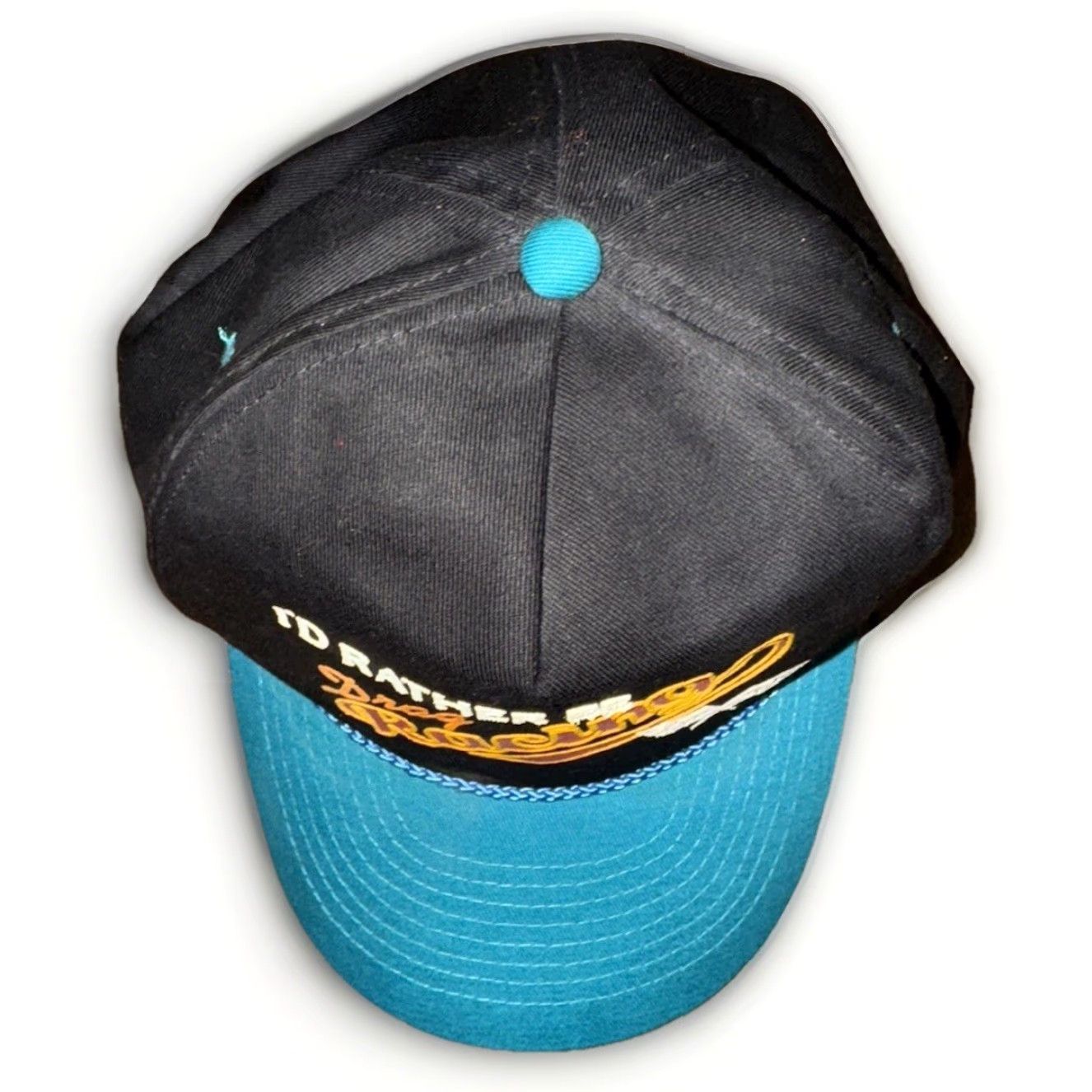 Vintage VINTAGE Drag racing Snapback Hat 80s 90s Black Blue - Mens One Size Adjustable Trucker Cap Racing Nascar Retro Embroidered Size ONE SIZE - 5 Thumbnail