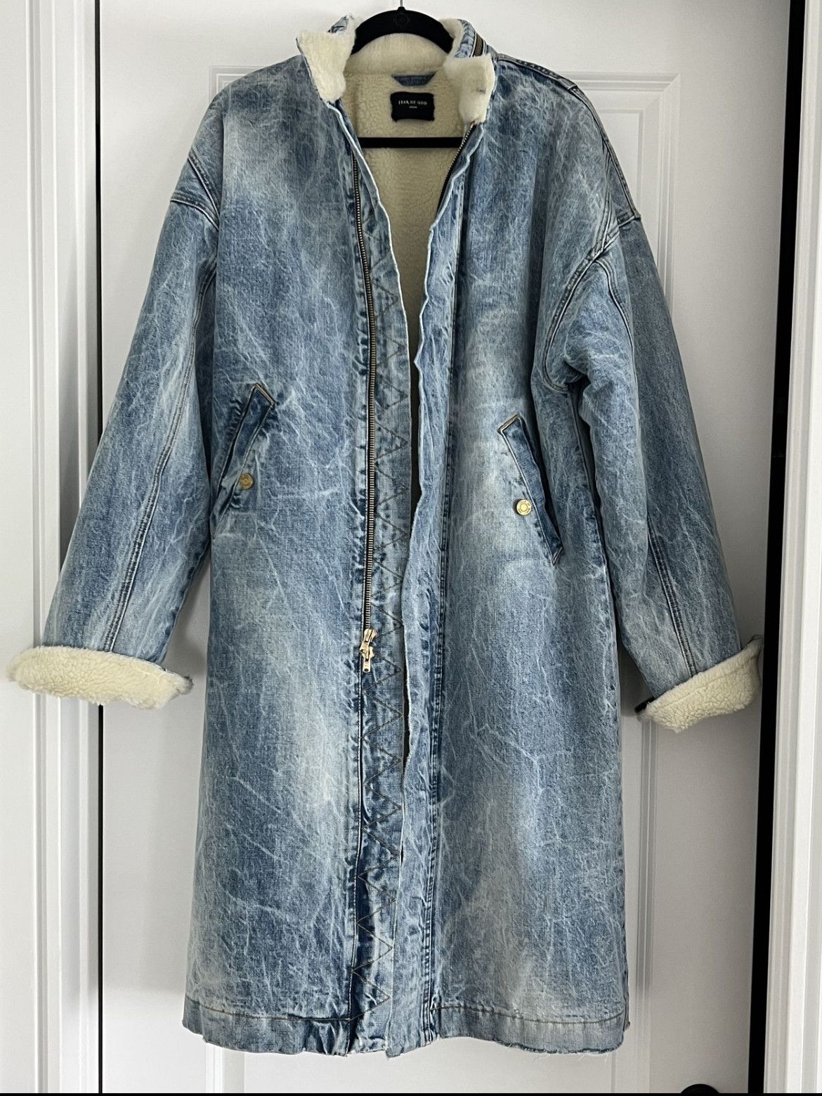 Fear of God Fear of God Selvedge Denim Holy Water Alpaca Deck Coat Grailed