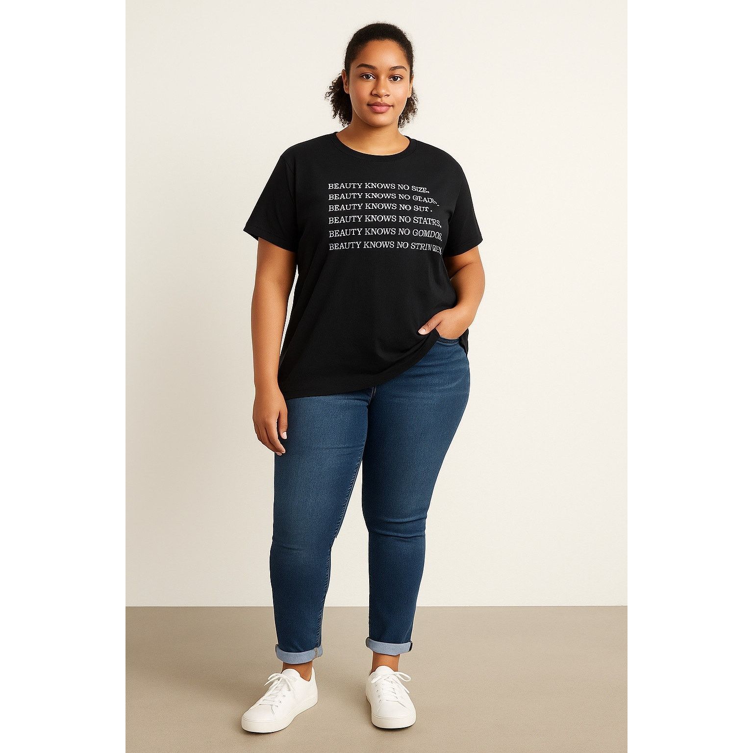 Other Ava & Viv Black Graphic Tee Beauty Knows No Size Inclusivity Size XXL / US 16-18 / IT 52-54 - 1 Thumbnail
