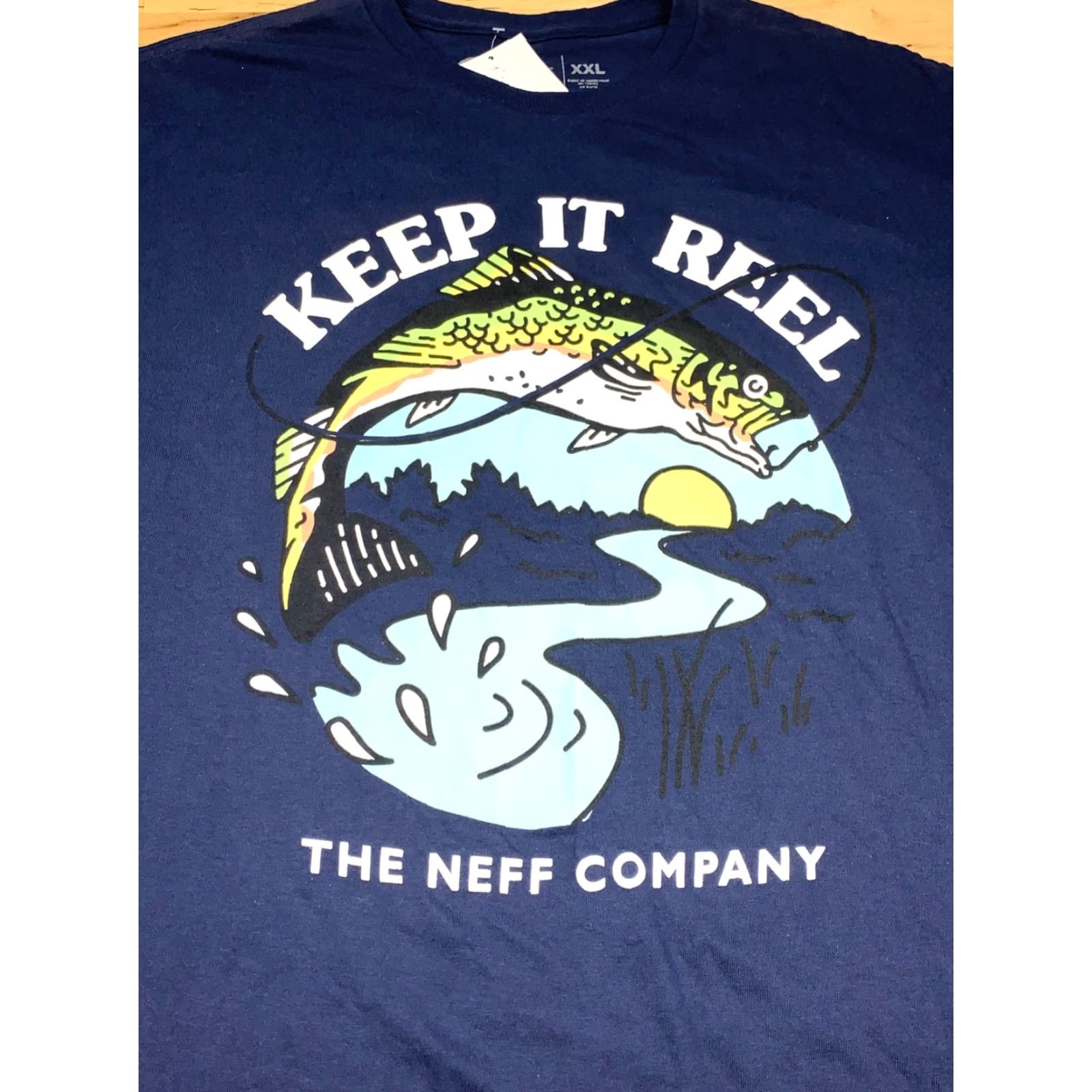 Vintage NEFF Keep It Reel Graphic Fishing Shirt 2XL Blue Short Sleeve Mens Crew Neck Fish Size US XXL / EU 58 / 5 - 2 Thumbnail