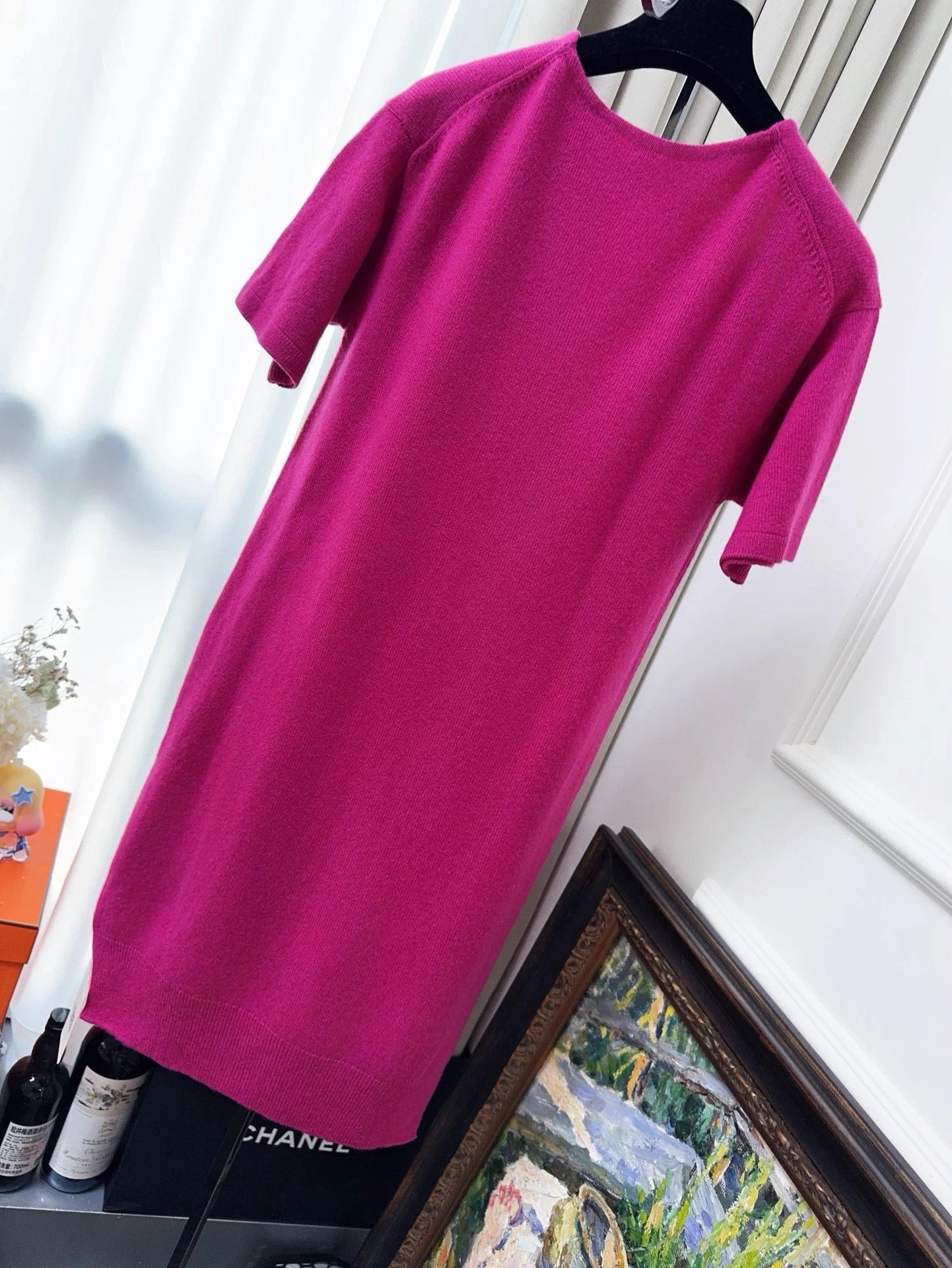 Hermes Hermes women's fuchsia & purple Vneck cashmere dress size 38 Size S / US 4 / IT 40 - 2 Thumbnail