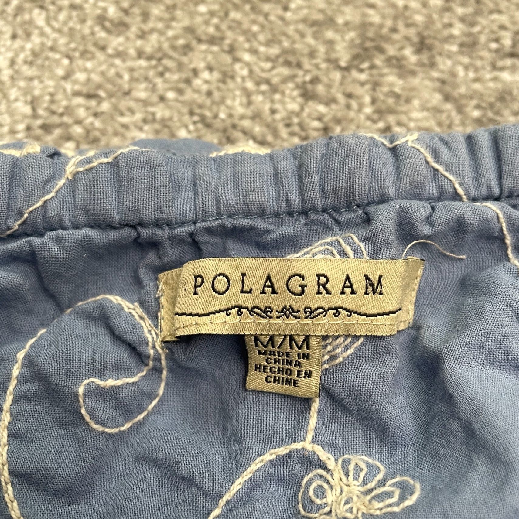 Bell Polagram Blouse Womens Medium Blue Floral Embroidered Off Shoulder Bell Sleeve Size M / US 6-8 / IT 42-44 - 5 Thumbnail