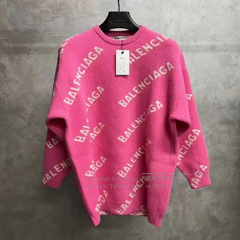 Balenciaga Balenciaga Pink Logo Print Crewneck Sweater. Size US S / EU 44-46 / 1 - 1 Thumbnail