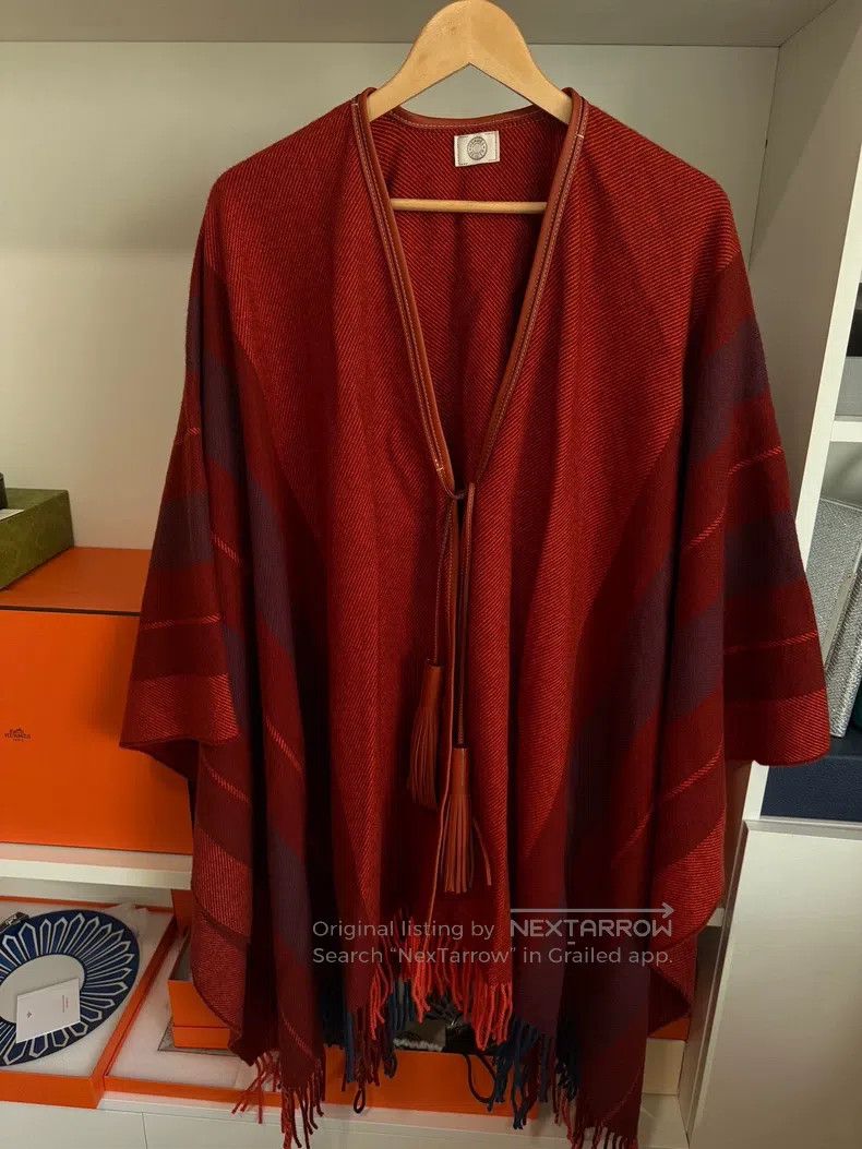 Hermes Hermes Horse riding cloak, red checkered, one size fits al Size ONE SIZE - 1 Thumbnail