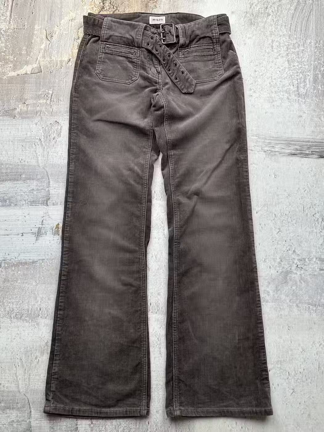 image of Vintage Belt Corduroy Light Flare Pants in Brown, Women's (Size 30)