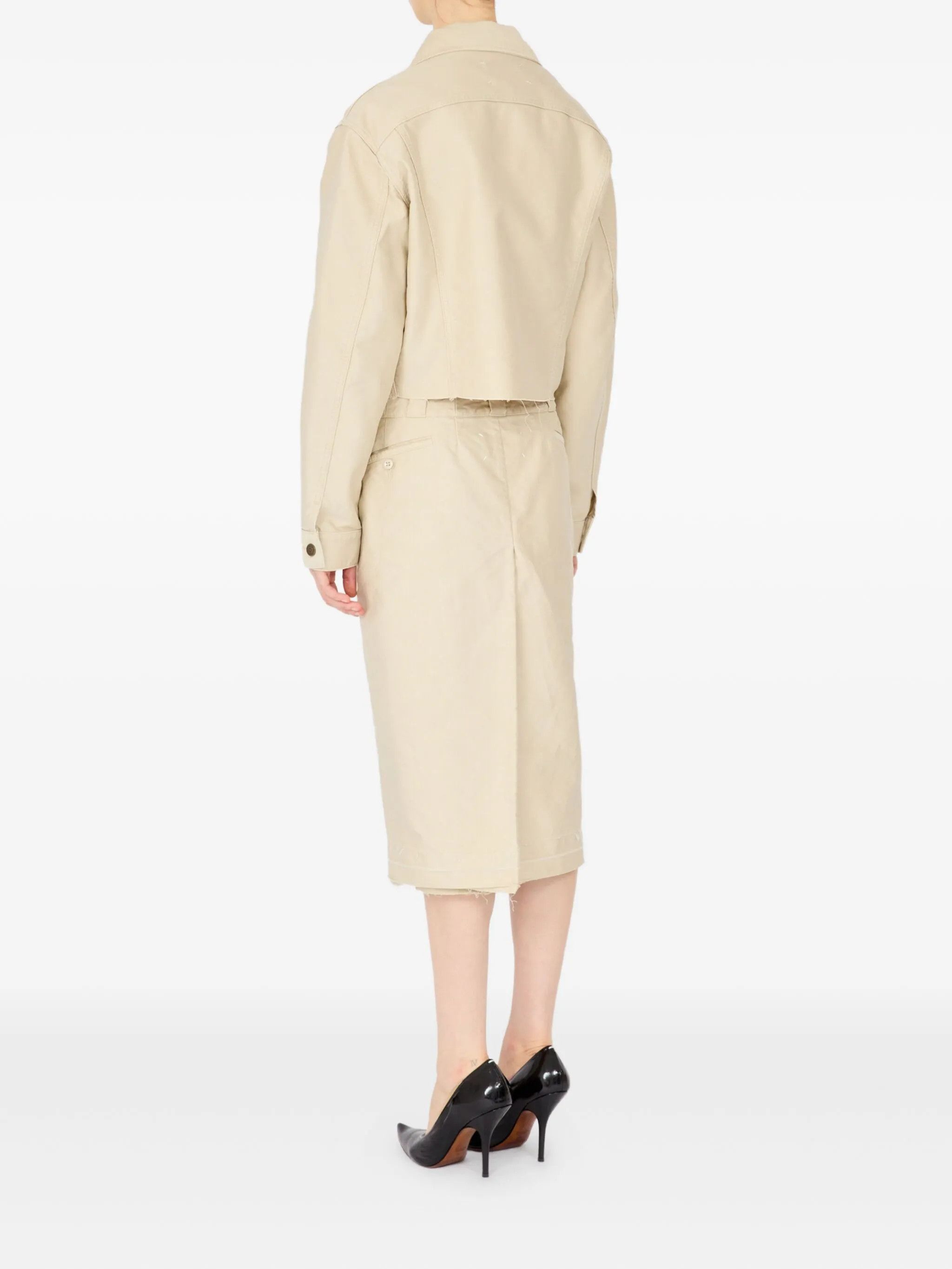 Maison Margiela o1w1db10526 Short Denim Jacket in Cream Size L / US 10 / IT 46 - 5 Thumbnail