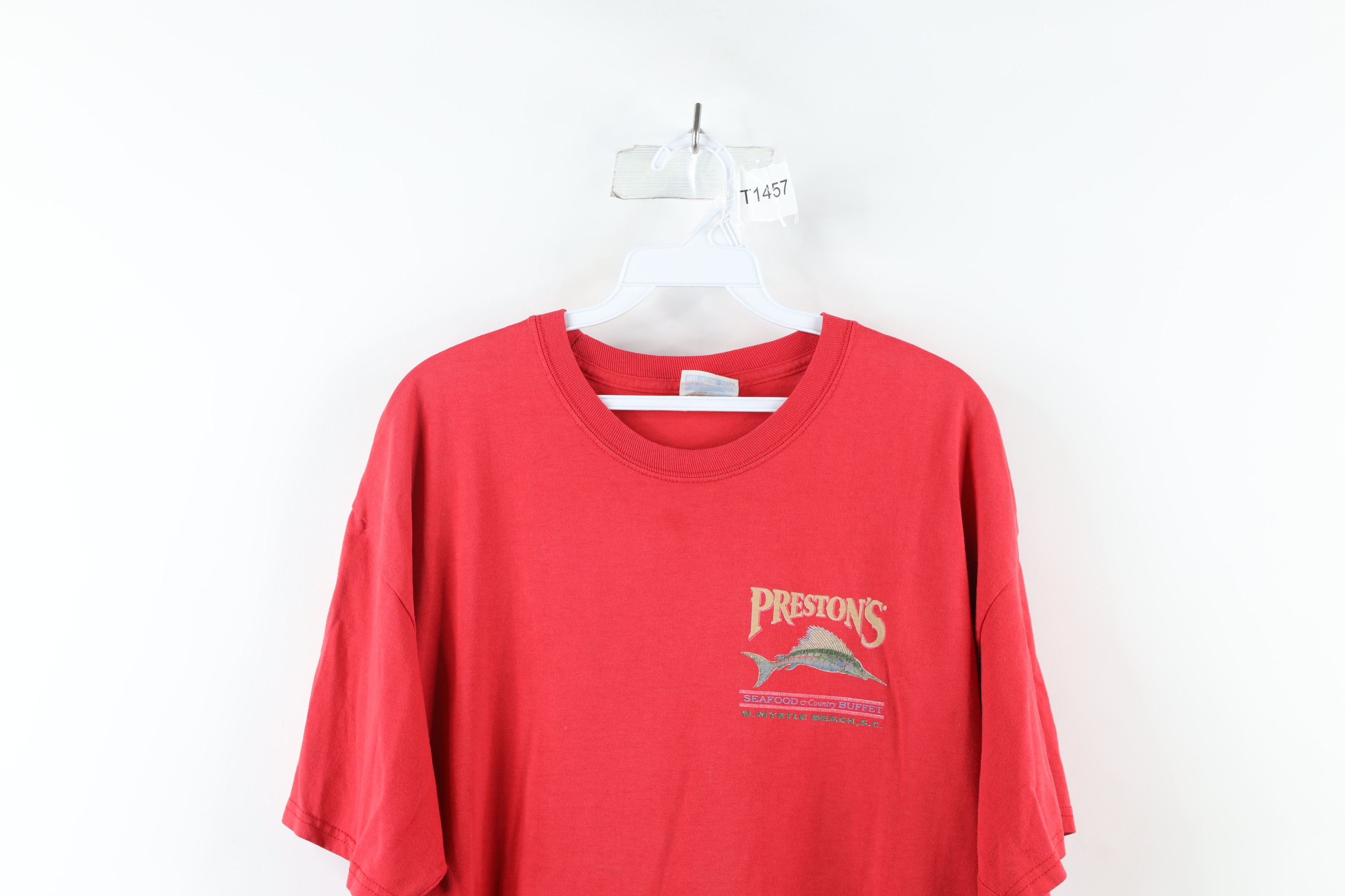 Vintage Vintage Streetwear Spell Out Prestons Seafood T-Shirt Red Size US L / EU 52-54 / 3 - 2 Thumbnail