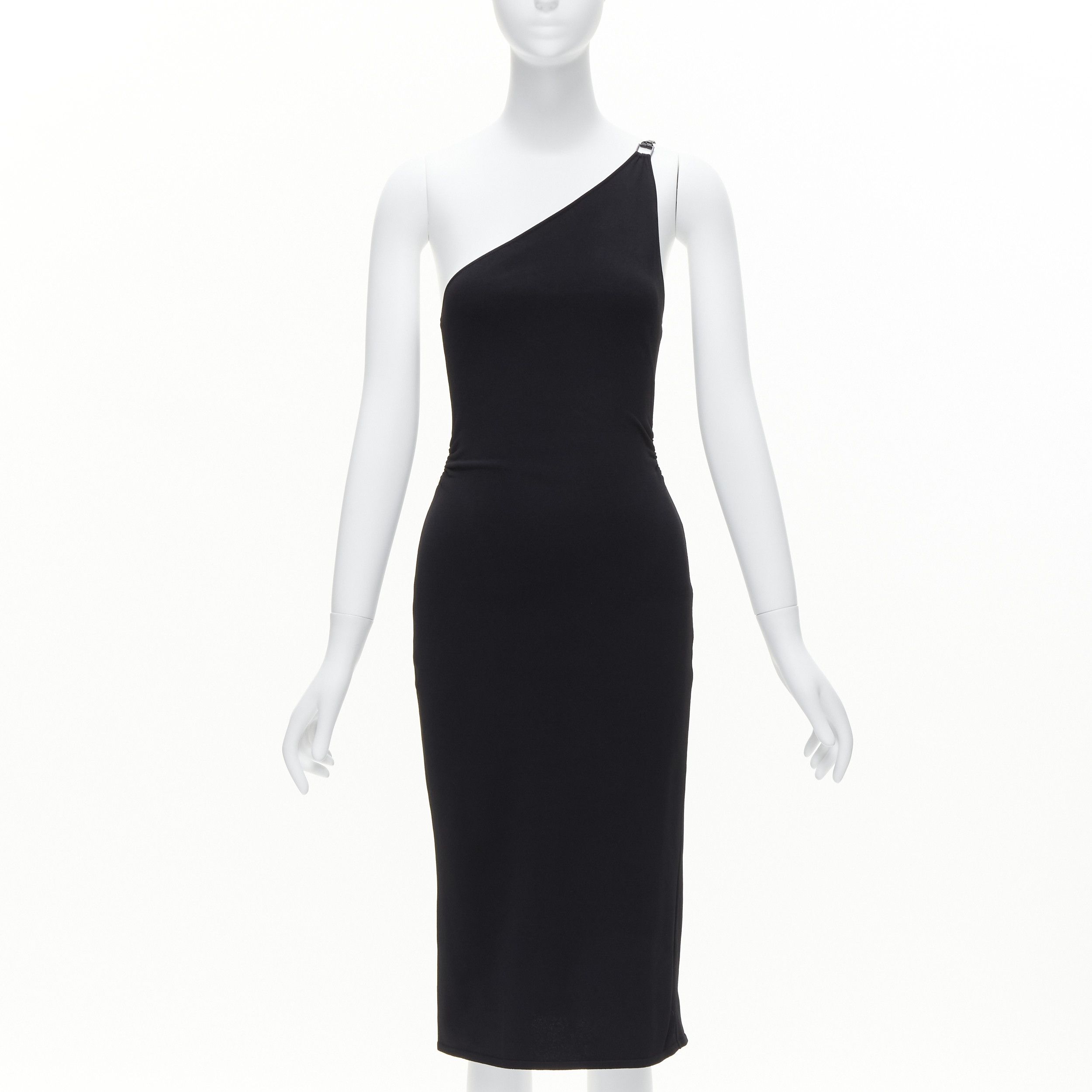 Gucci GUCCI Tom ford Vintage black leather strap G buckle jersey bodycon dress S Size S / US 4 / IT 40 - 1 Thumbnail