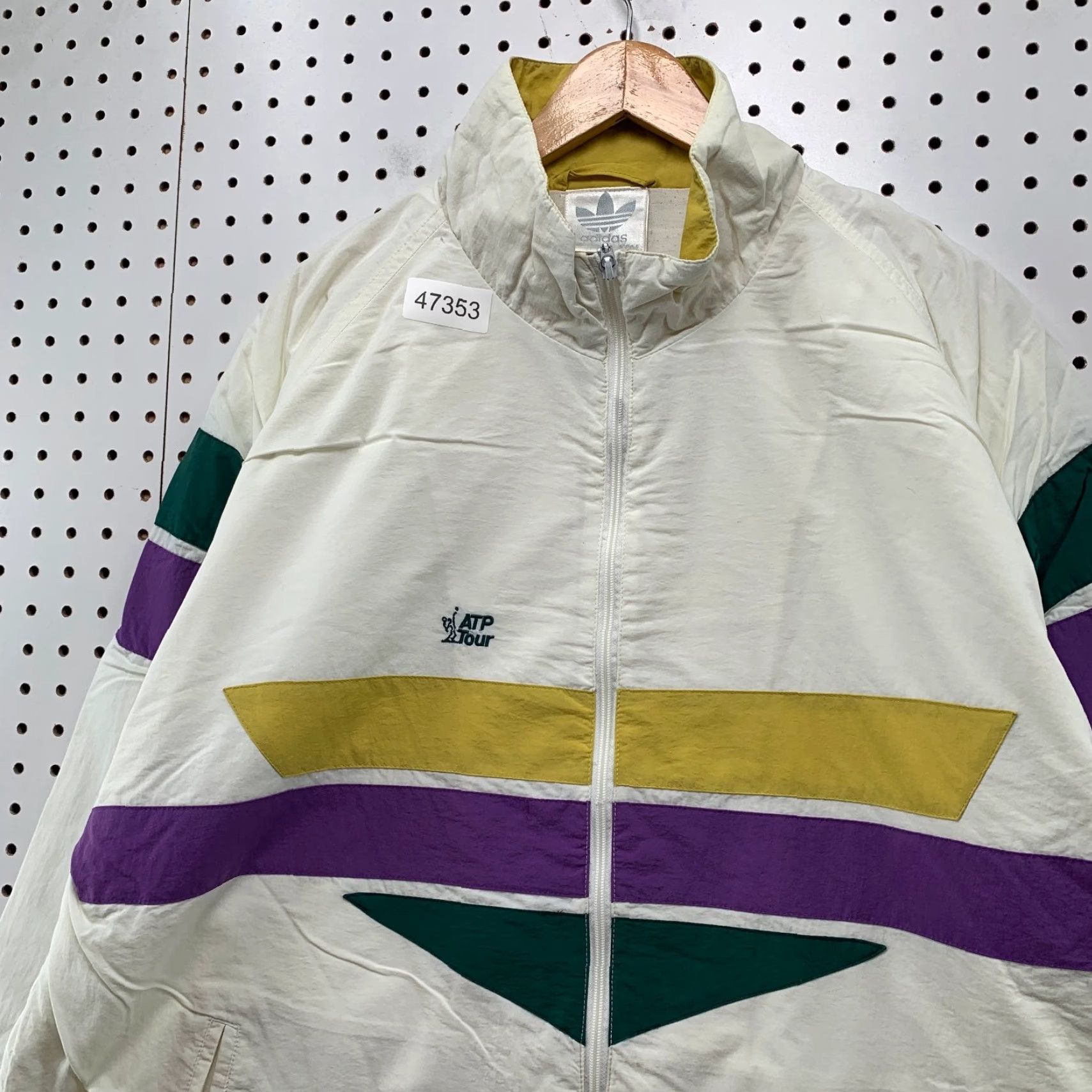 Adidas VINTAGE Adidas ATP Tour Windbreaker Jacket Mens XL Oversized White Purple Size US XL / EU 56 / 4 - 6 Thumbnail