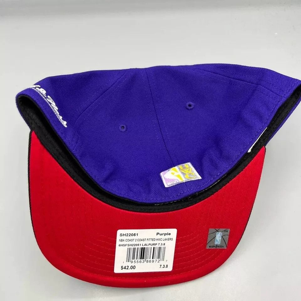 Mitchell & Ness Los Angeles LA Lakers Hat Men 7 3/8 Purple NBA Fitted Cap Size ONE SIZE - 6 Thumbnail