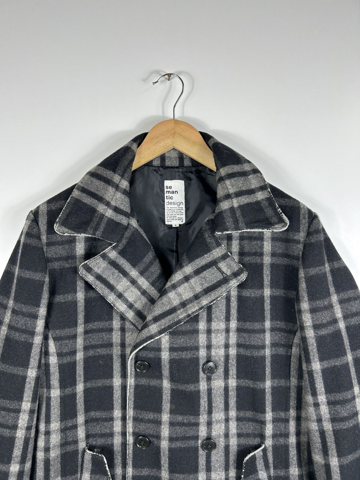 Japanese Brand 🔥Semantic Design Wool Double Breast Peacoat Size US L / EU 52-54 / 3 - 4 Thumbnail