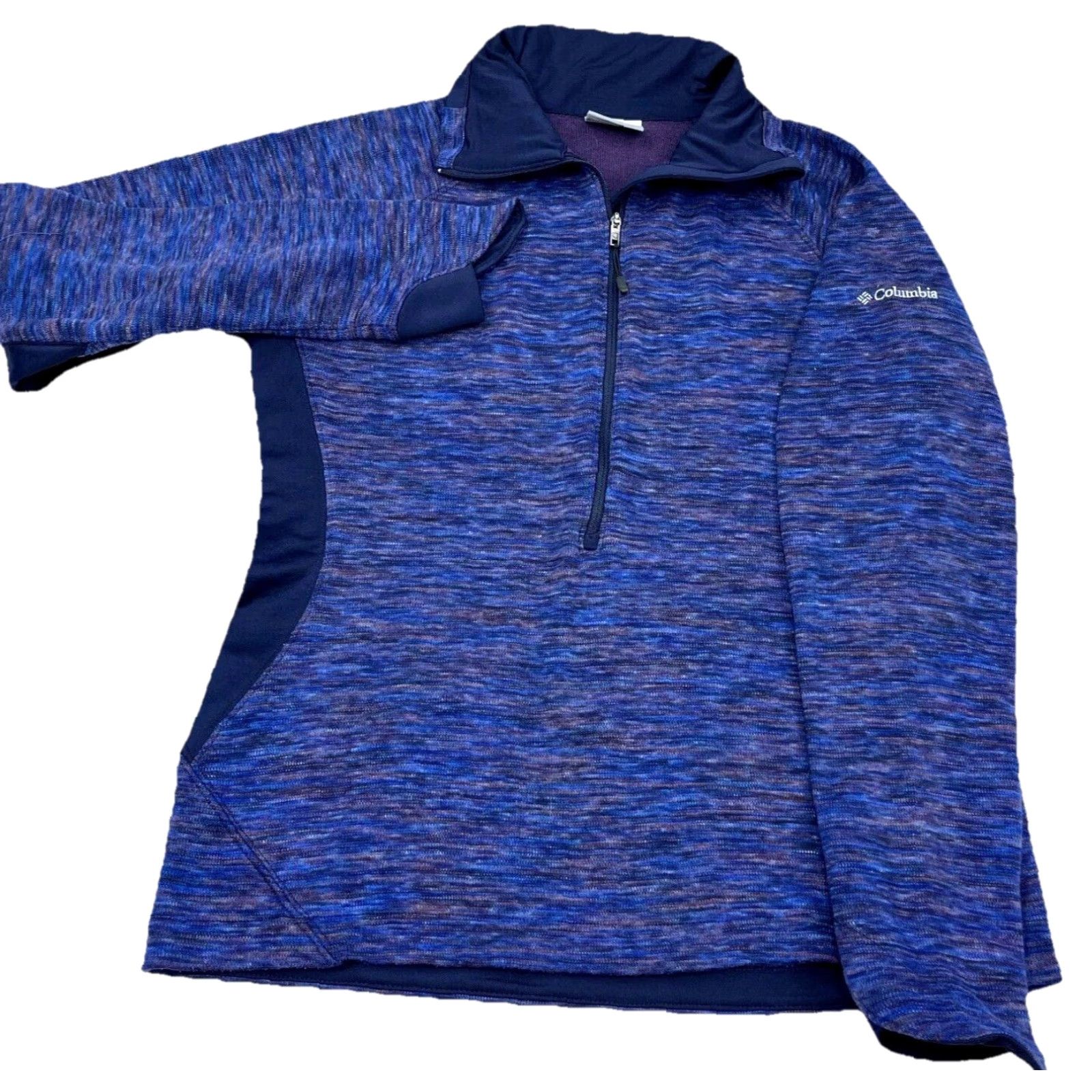 Vintage Columbia Sweater Women Medium Purple Pullover 1/2 Zip Mock Neck All Seasons Lightweight Size M / US 6-8 / IT 42-44 - 2 Thumbnail
