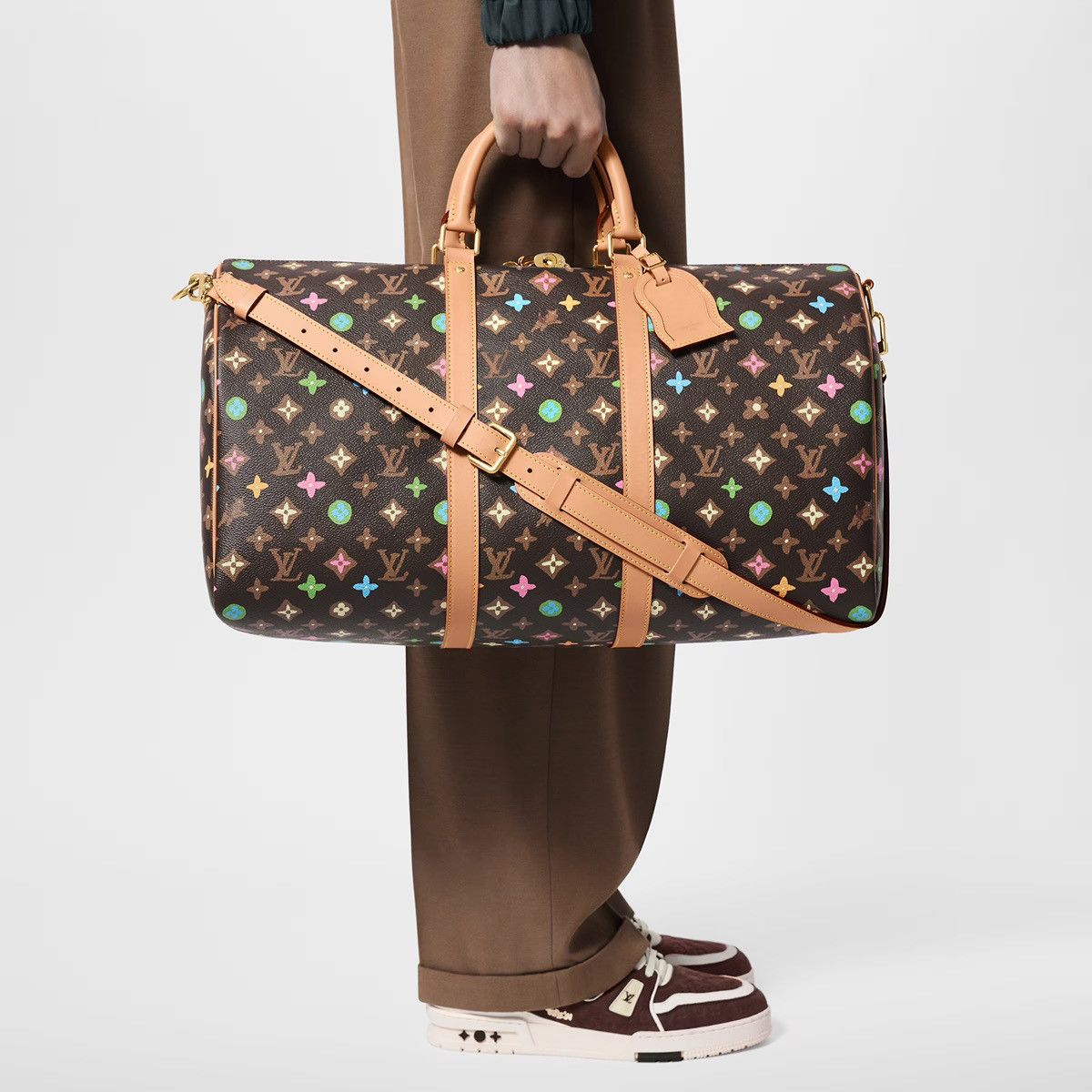 Pre-owned Louis Vuitton X Tyler The Creator Keepall Bandoulière 50 - Louis Vuitton By Tyler - Duffel Bag In Brown