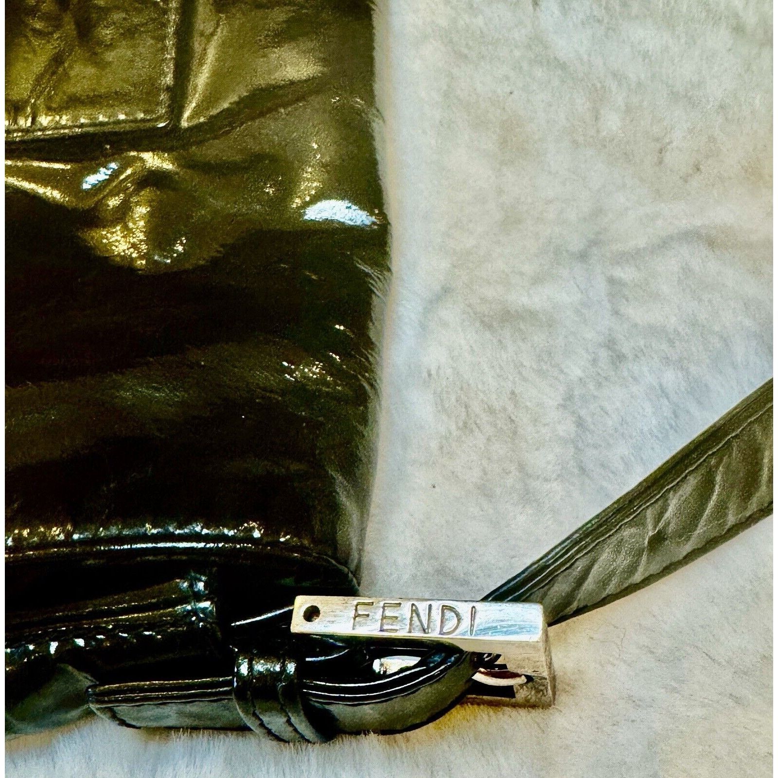 Fendi Vintage Rare Black Patent Leather FENDI BAGUETTE Handbag Size ONE SIZE - 9 Thumbnail