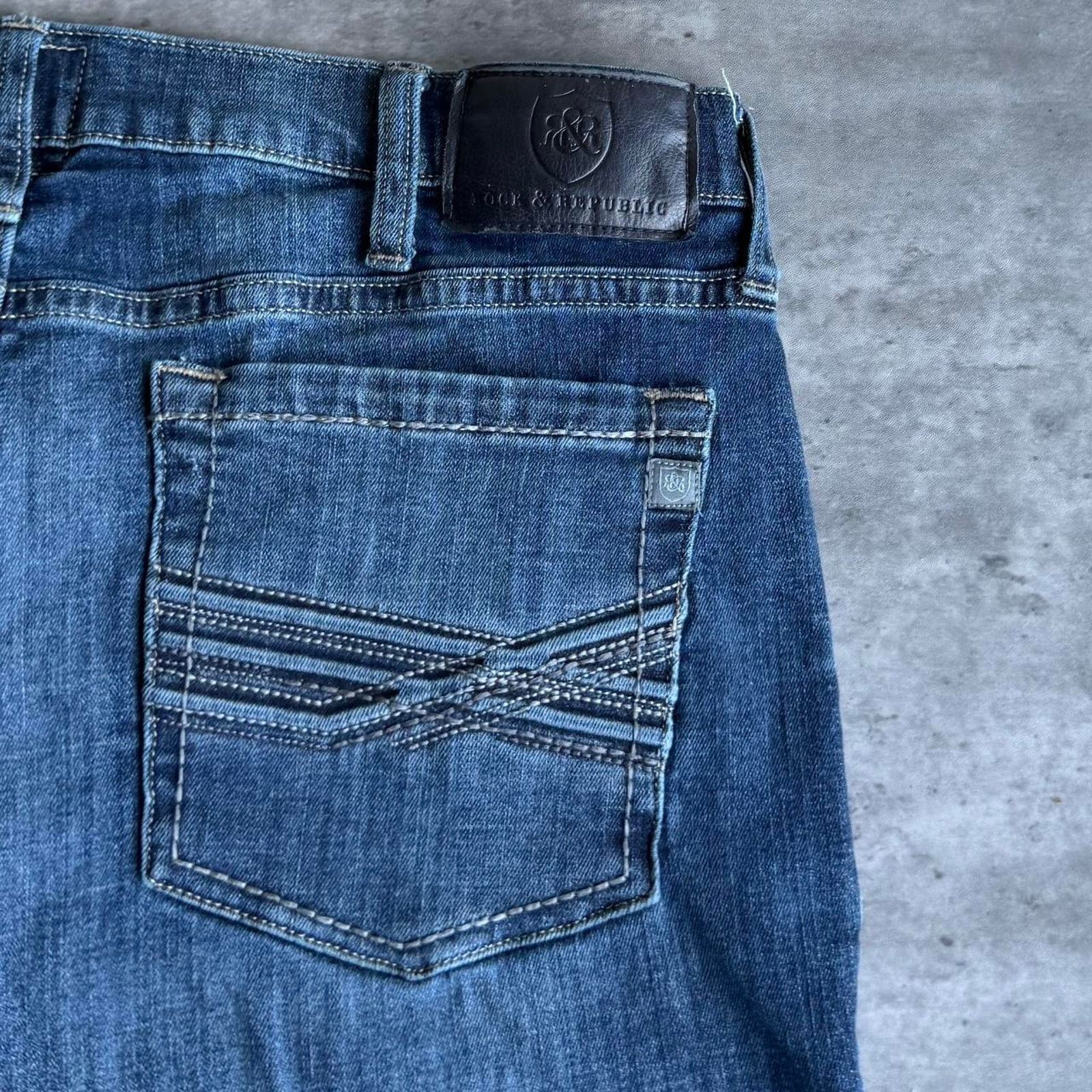 Rock & Republic × Vintage Crazy Y2K Rock & Republic Skater Grunge Opium Denim Jeans Size US 36 / EU 52 - 3 Thumbnail