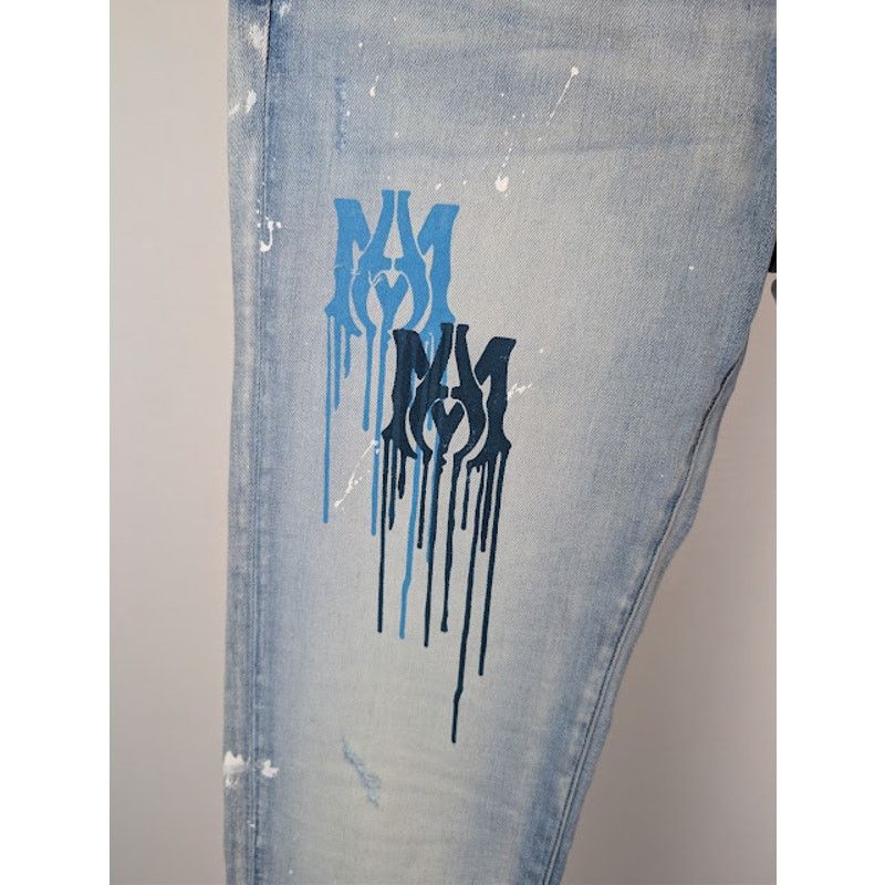 Amiri o1rshd1 MA Drip Skinny Denim Jeans in Light Indigo 32 Size US 32 / EU 48 - 9 Thumbnail