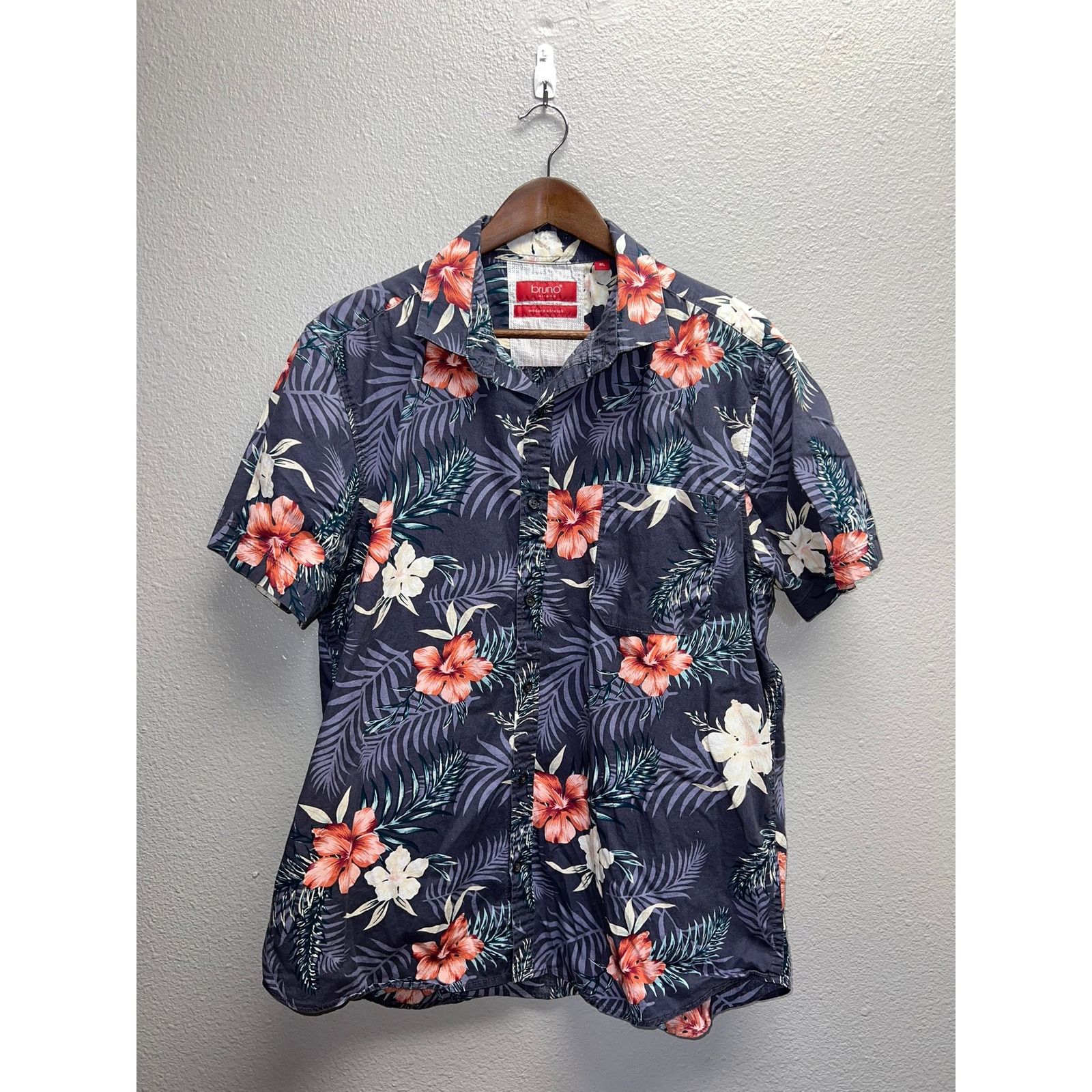 Vintage Bruno Milano Button Up Shirt Purple Floral modern Stretch XL Size US XL / EU 56 / 4 - 2 Thumbnail