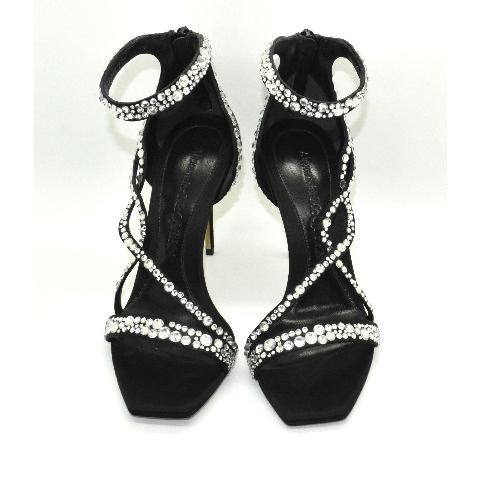 Alexander McQueen ALEXANDER MCQUEEN Crystal Embellished Satin Shoes Heels 37.5 Size US 7 / IT 37 - 3 Thumbnail