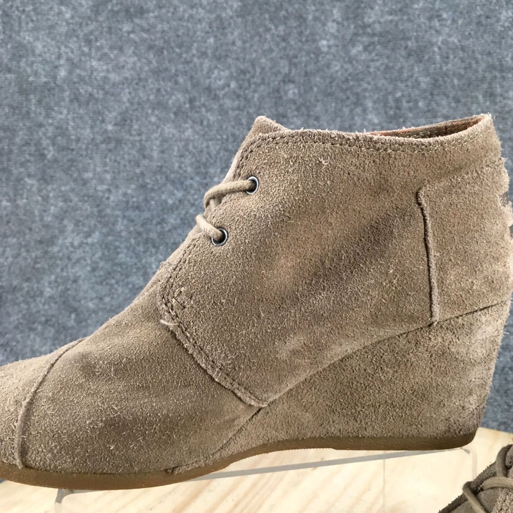 Toms TOMS Boots Womens 8 Casual Ankle Booties Wedge Heels Brown Suede Leather Lace Up Bootie Size US 8 / IT 38 - 5 Thumbnail