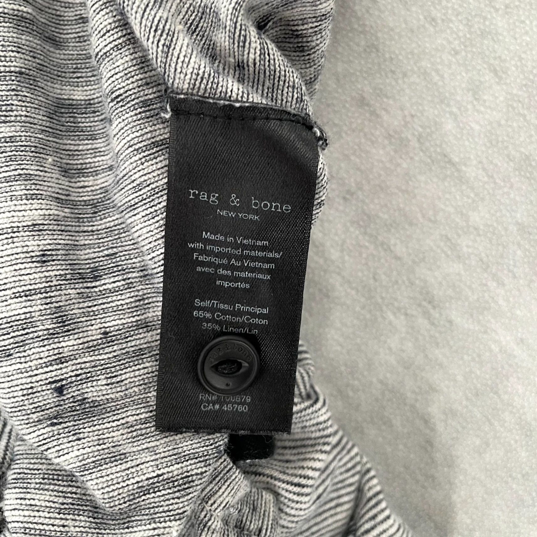 Rag & Bone VINTAGE Rag & Bone Polo Shirt Adult Small Gray Cotton Linen Blend Short Sleeve Mens Casual Size US S / EU 44-46 / 1 - 6 Thumbnail