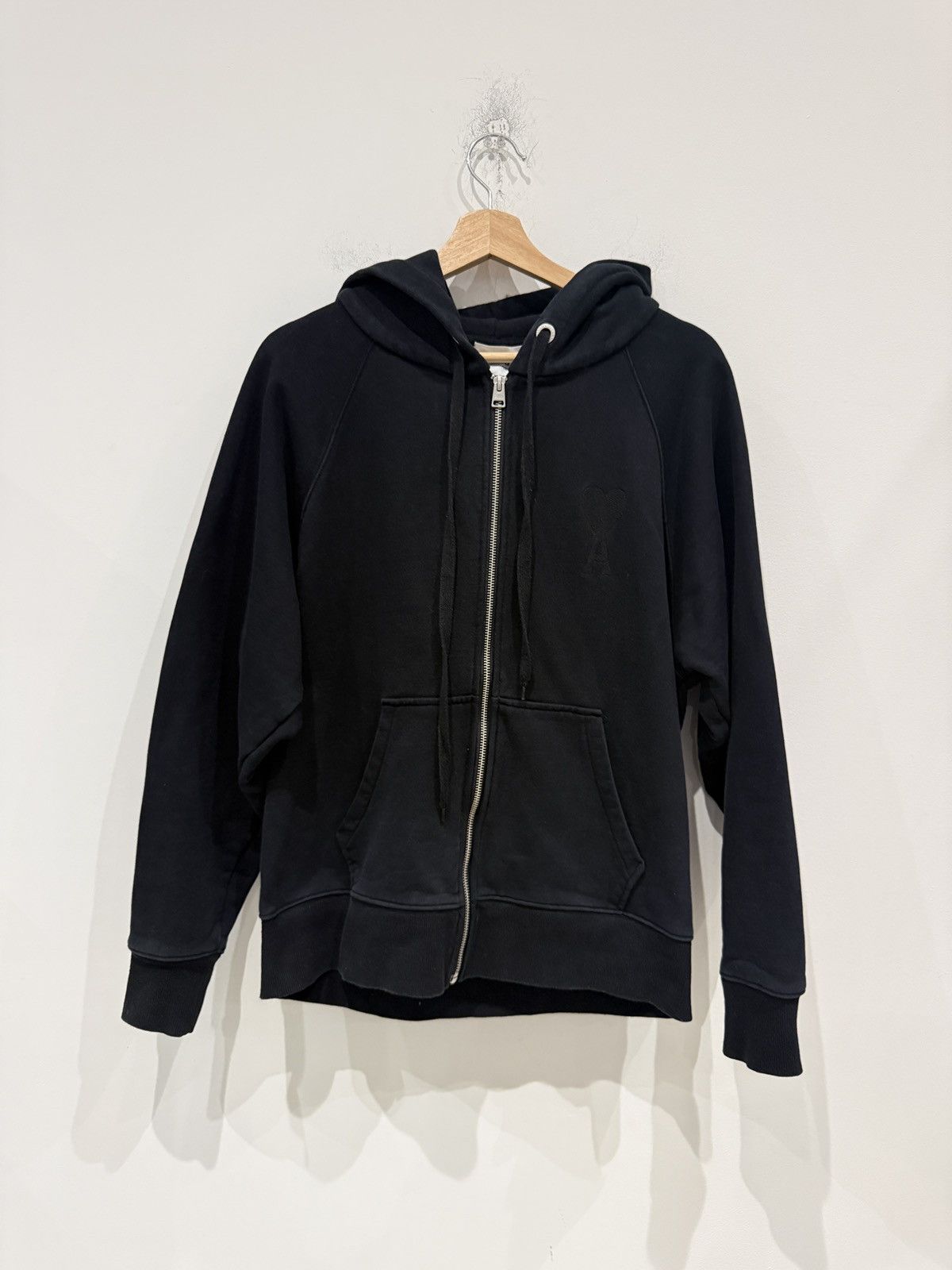 AMI Ami Paris Logo Detailed Zip-Up Hoodie Black Size US M / EU 48-50 / 2 - 1 Thumbnail